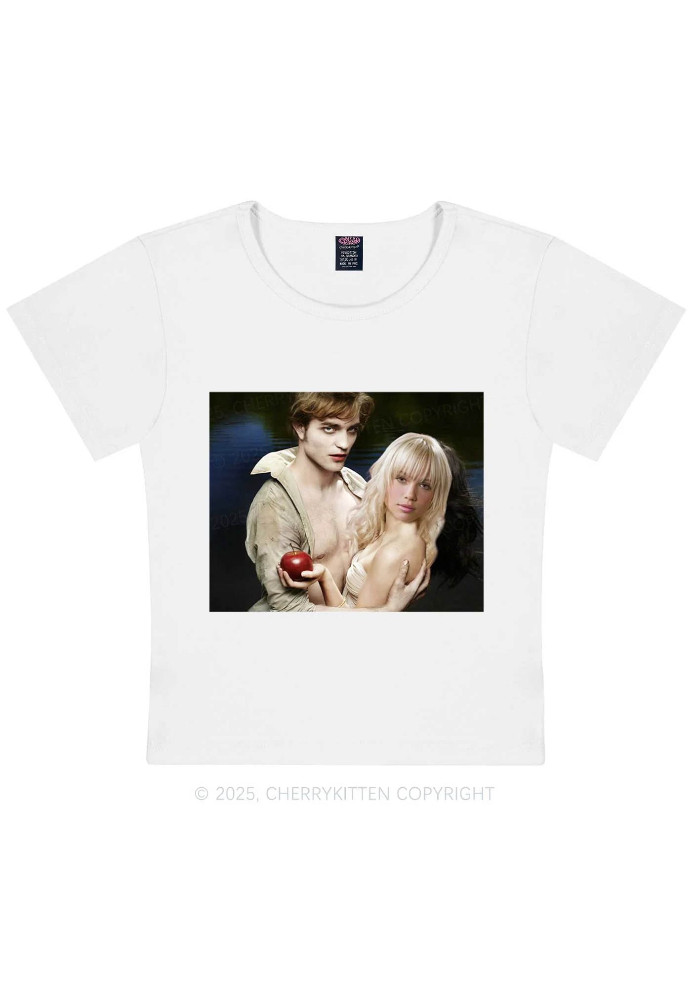 Custom Vampire Lover Photo Y2K Baby Tee Cherrykitten - Image 2
