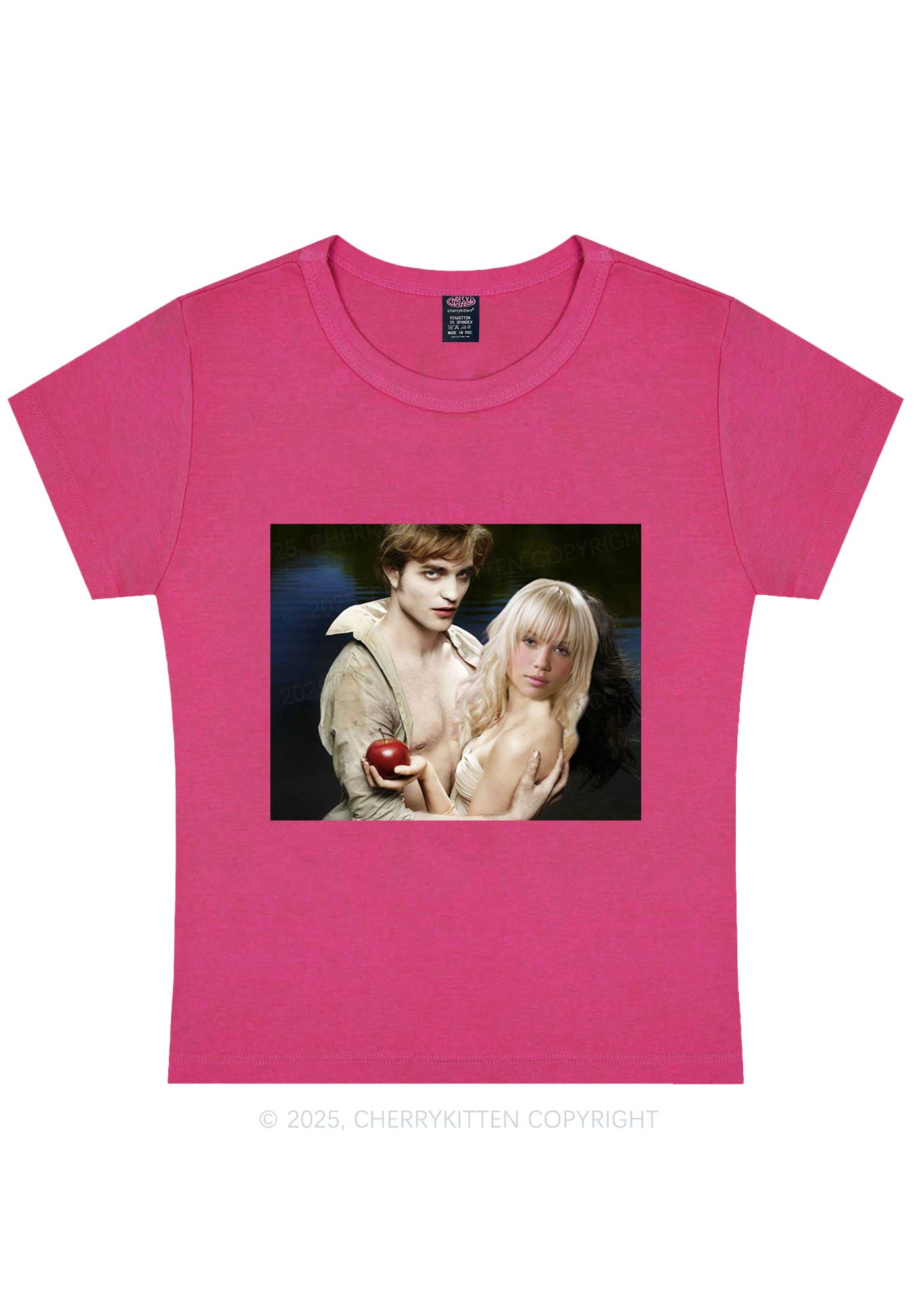 Custom Vampire Lover Photo Y2K Baby Tee Cherrykitten - Image 4