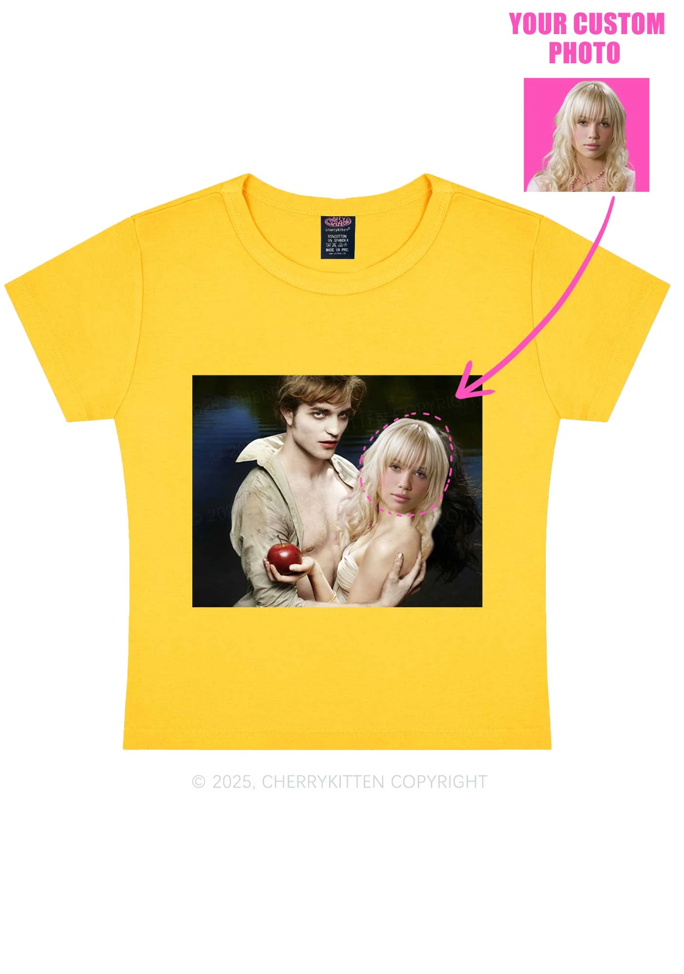 Custom Vampire Lover Photo Y2K Baby Tee Cherrykitten - Image 6