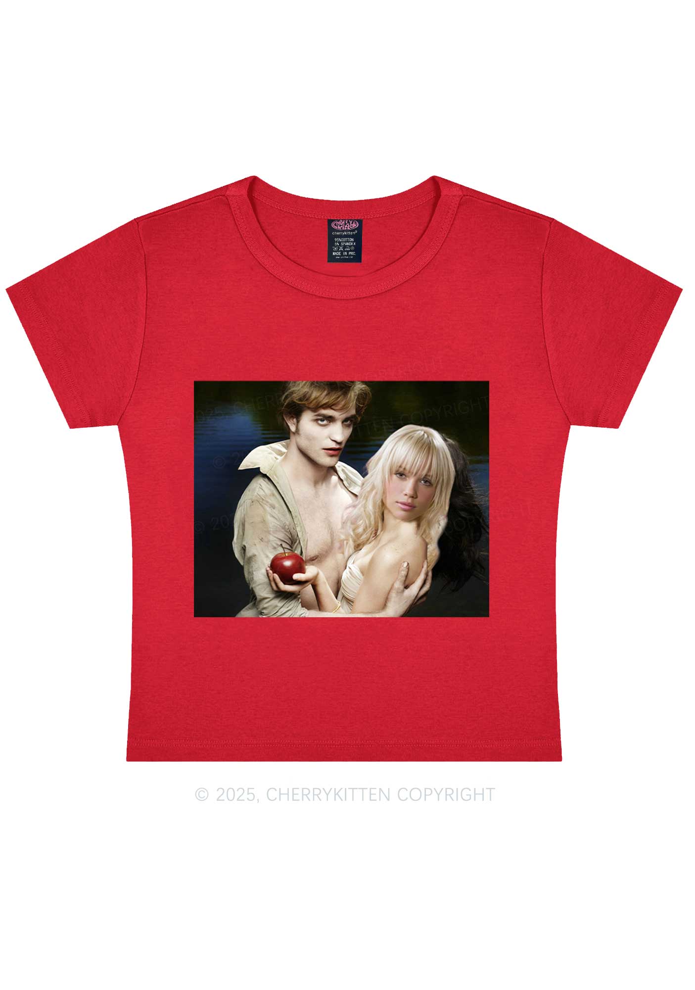Custom Vampire Lover Photo Y2K Baby Tee Cherrykitten - Image 7