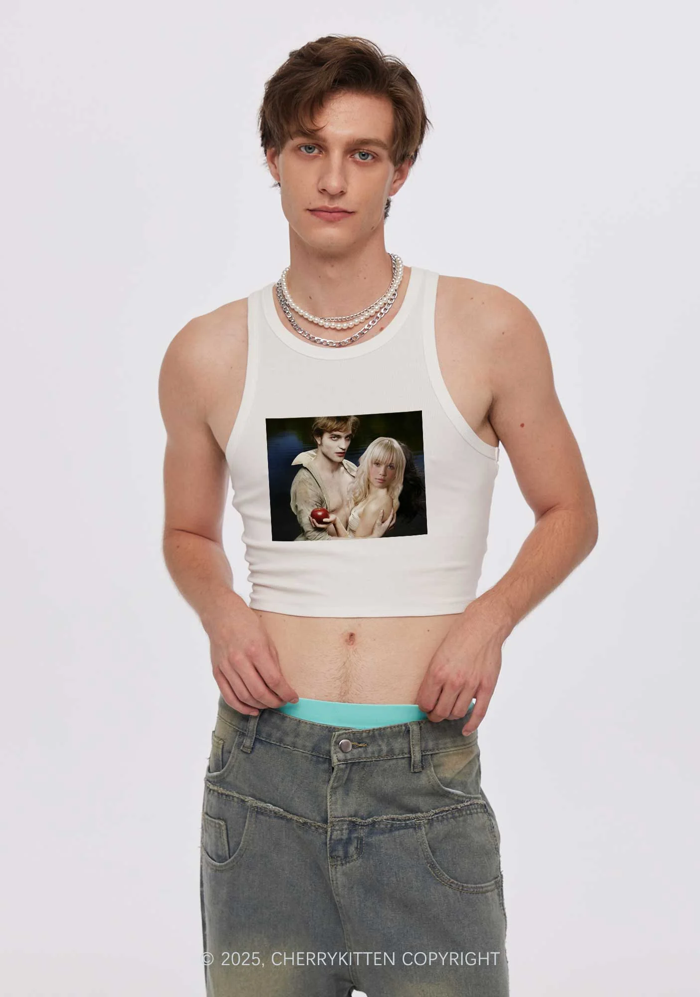 Custom Vampire Lover Photo Y2K Crop Tank Top Cherrykitten - Image 2