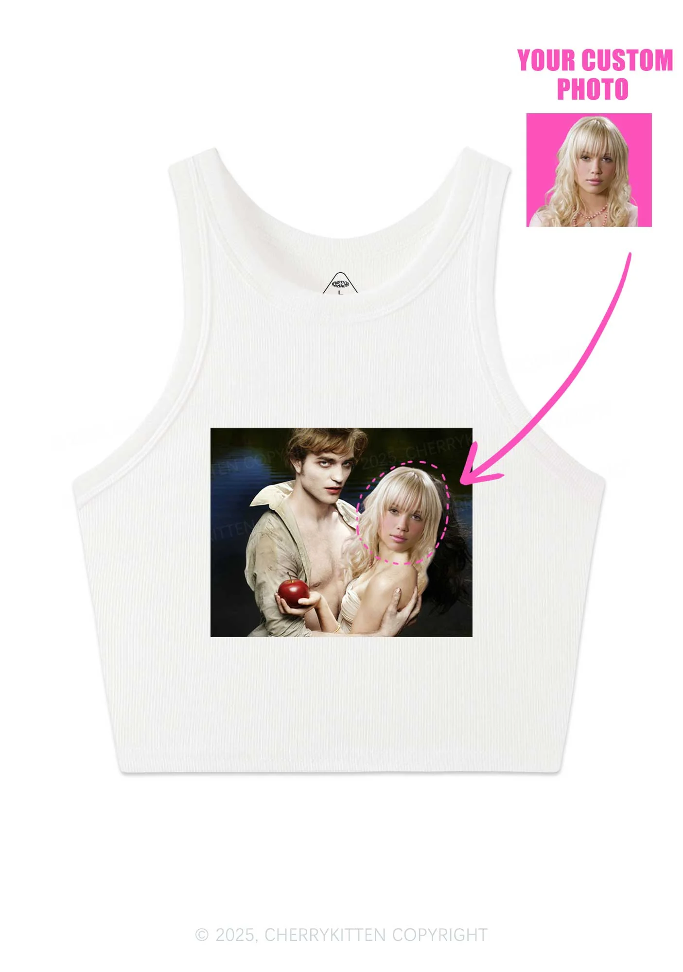 Custom Vampire Lover Photo Y2K Crop Tank Top Cherrykitten - Image 3