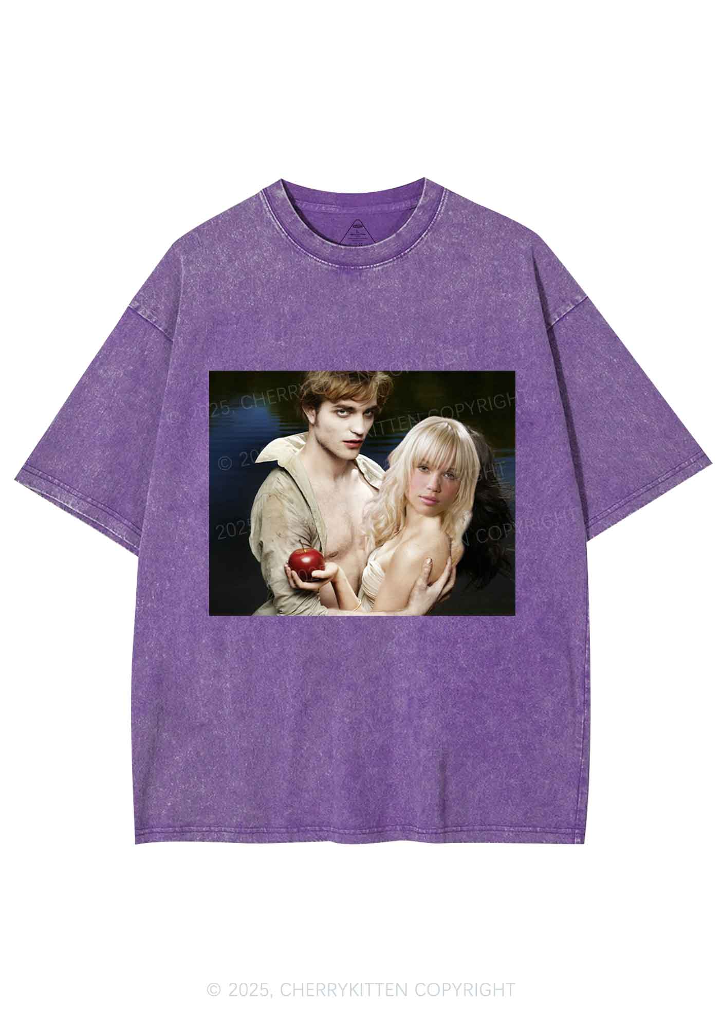 Custom Vampire Lover Photo Y2K Shirts Washed Tee Cherrykitten - Image 5