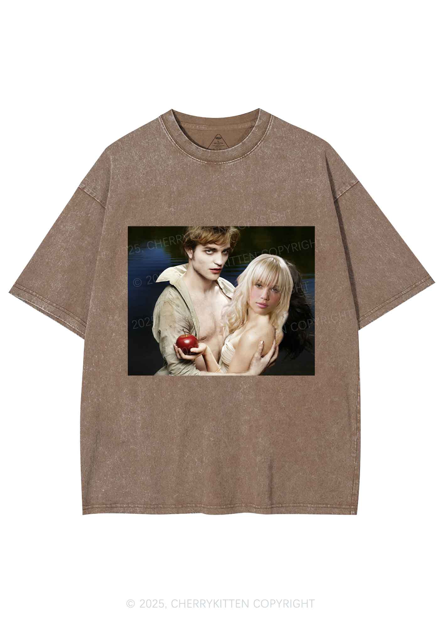 Custom Vampire Lover Photo Y2K Shirts Washed Tee Cherrykitten - Image 7