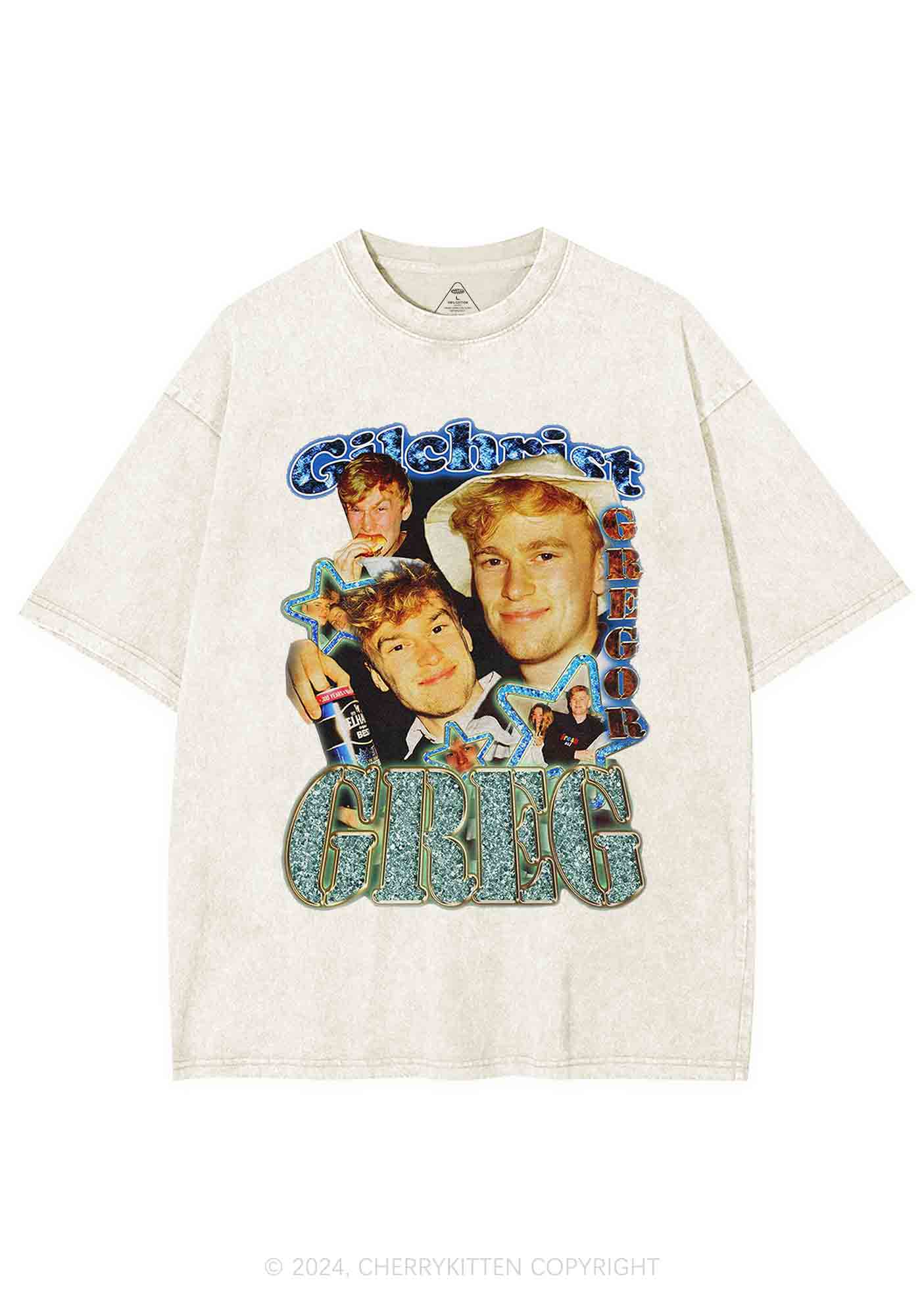 Custom Vintage 90s Design Y2K Washed Tee Cherrykitten - Image 5