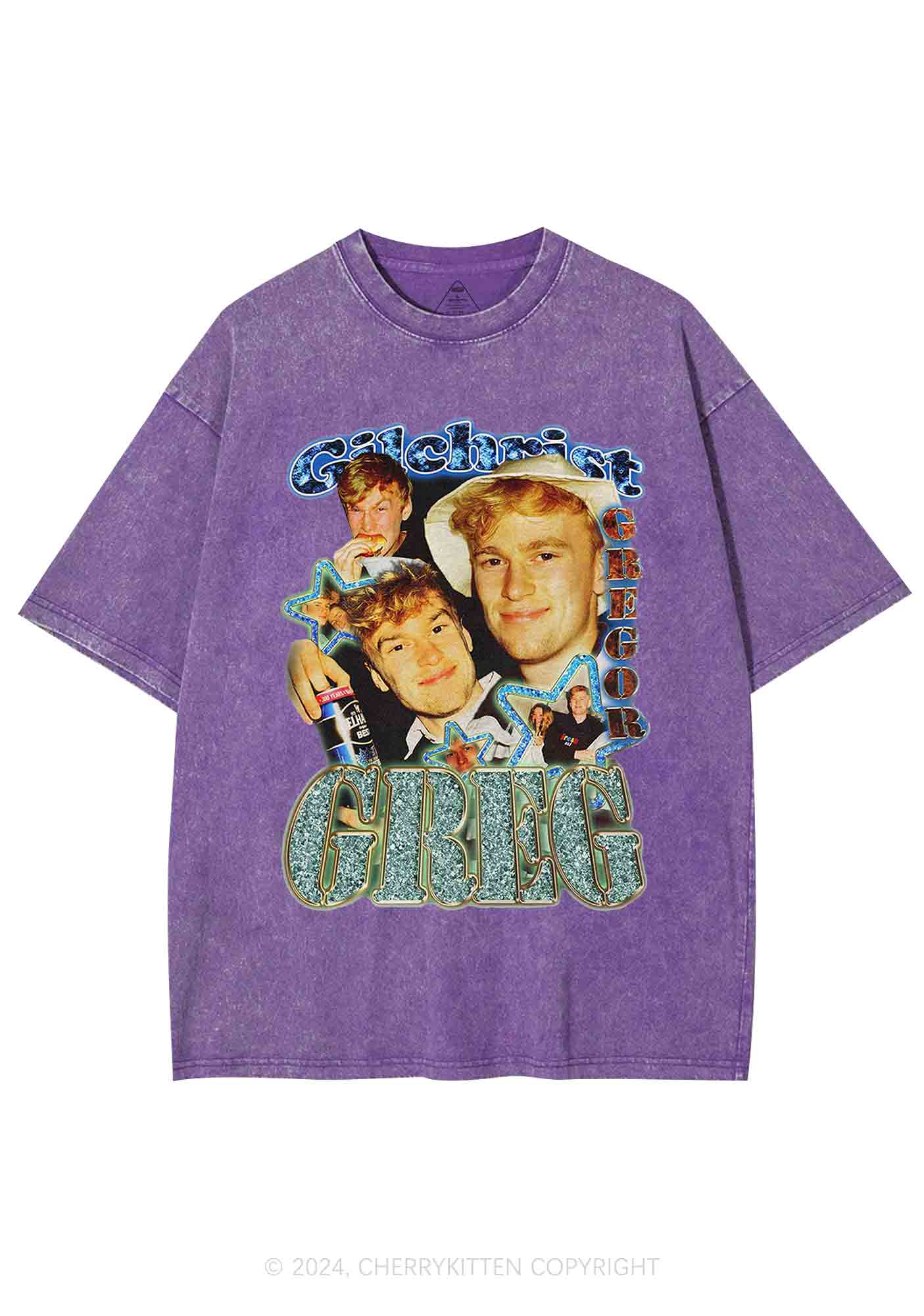 Custom Vintage 90s Design Y2K Washed Tee Cherrykitten - Image 6