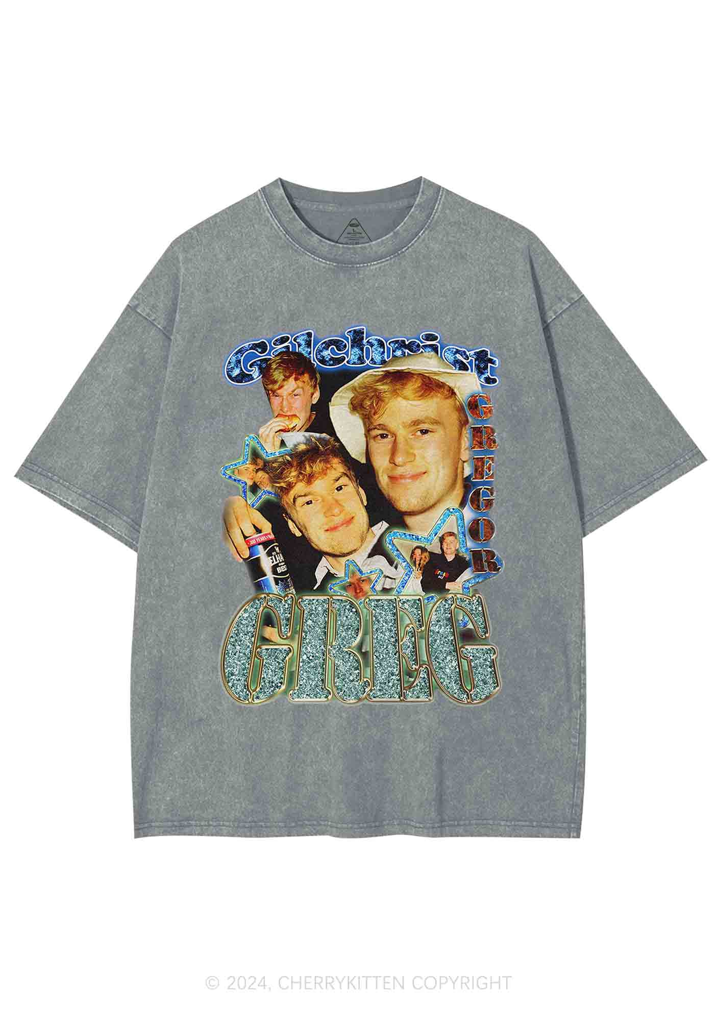 Custom Vintage 90s Design Y2K Washed Tee Cherrykitten - Image 7