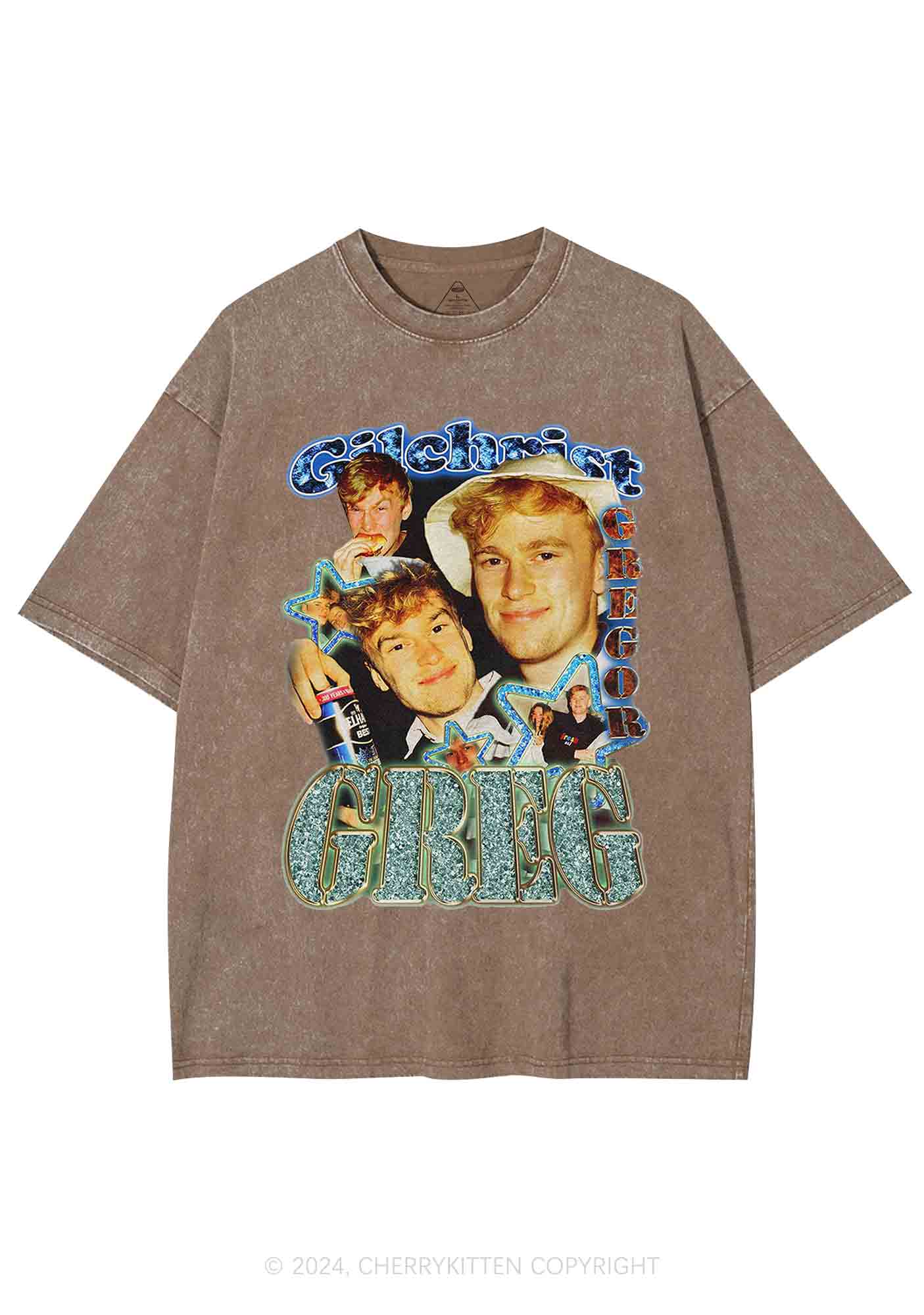 Custom Vintage 90s Design Y2K Washed Tee Cherrykitten - Image 8
