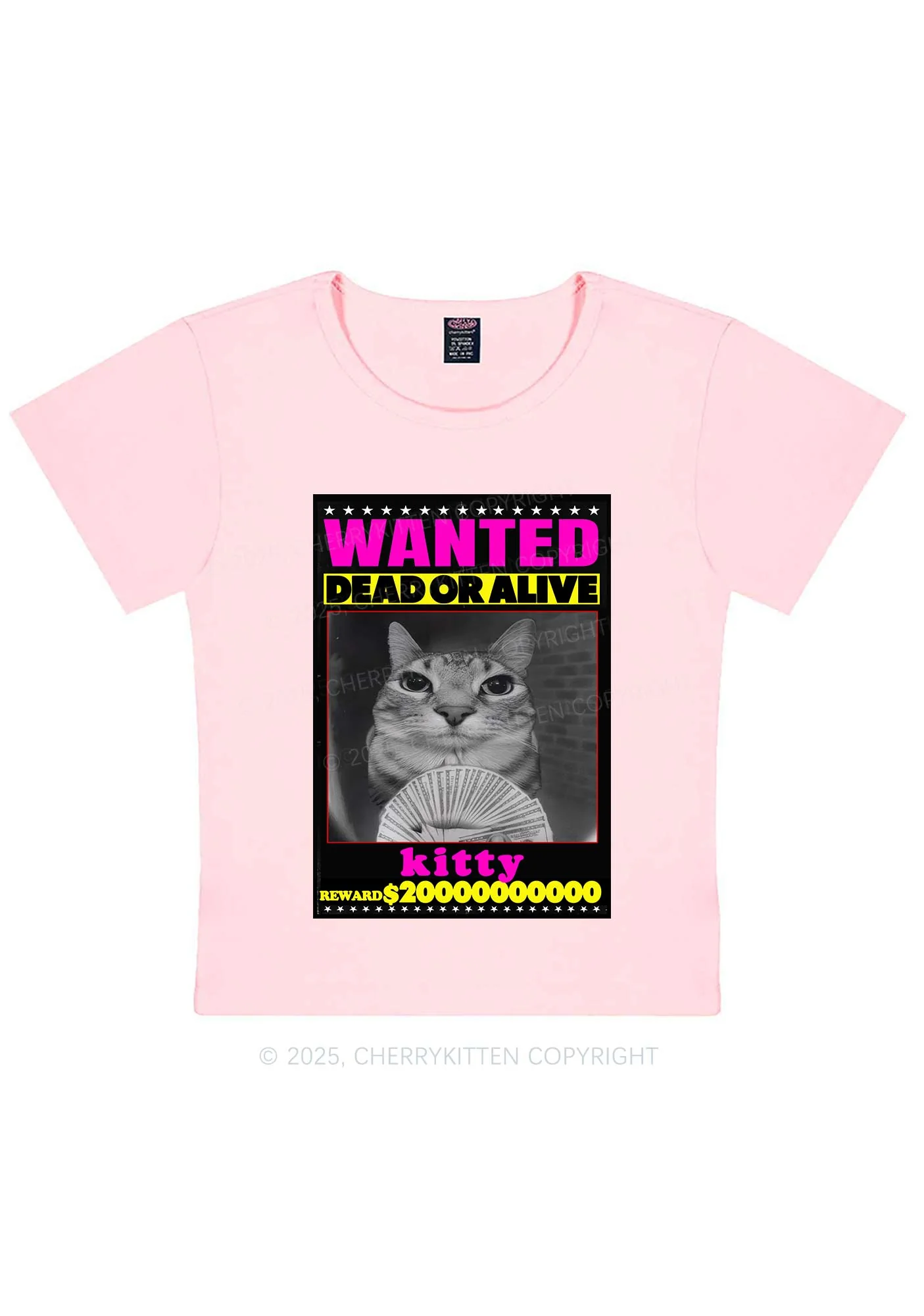 Custom Wanted Kitten Y2K Baby Tee Cherrykitten - Image 10