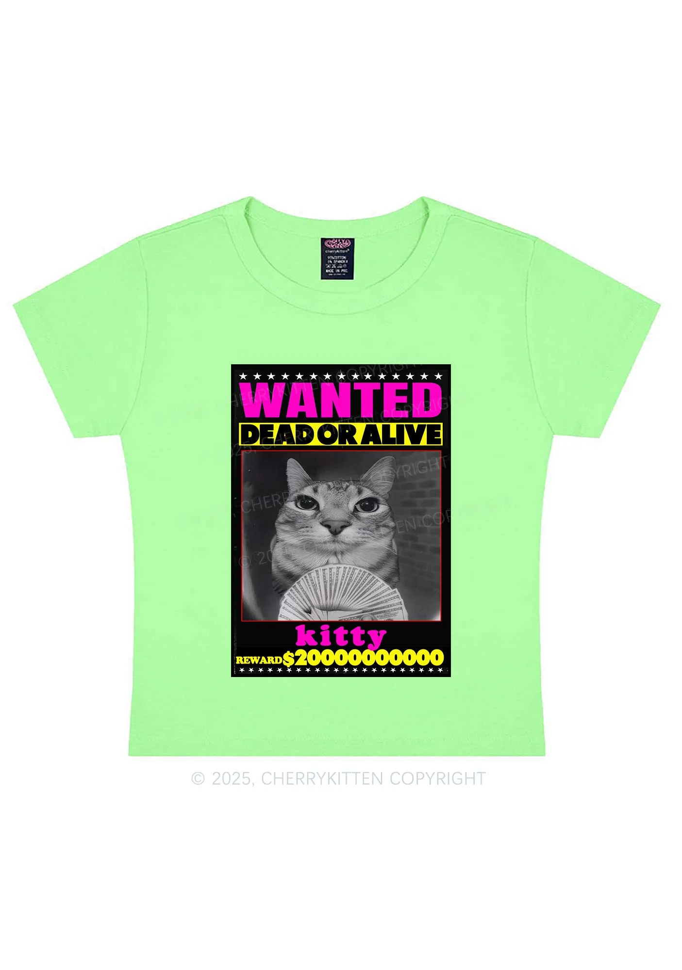 Custom Wanted Kitten Y2K Baby Tee Cherrykitten - Image 11