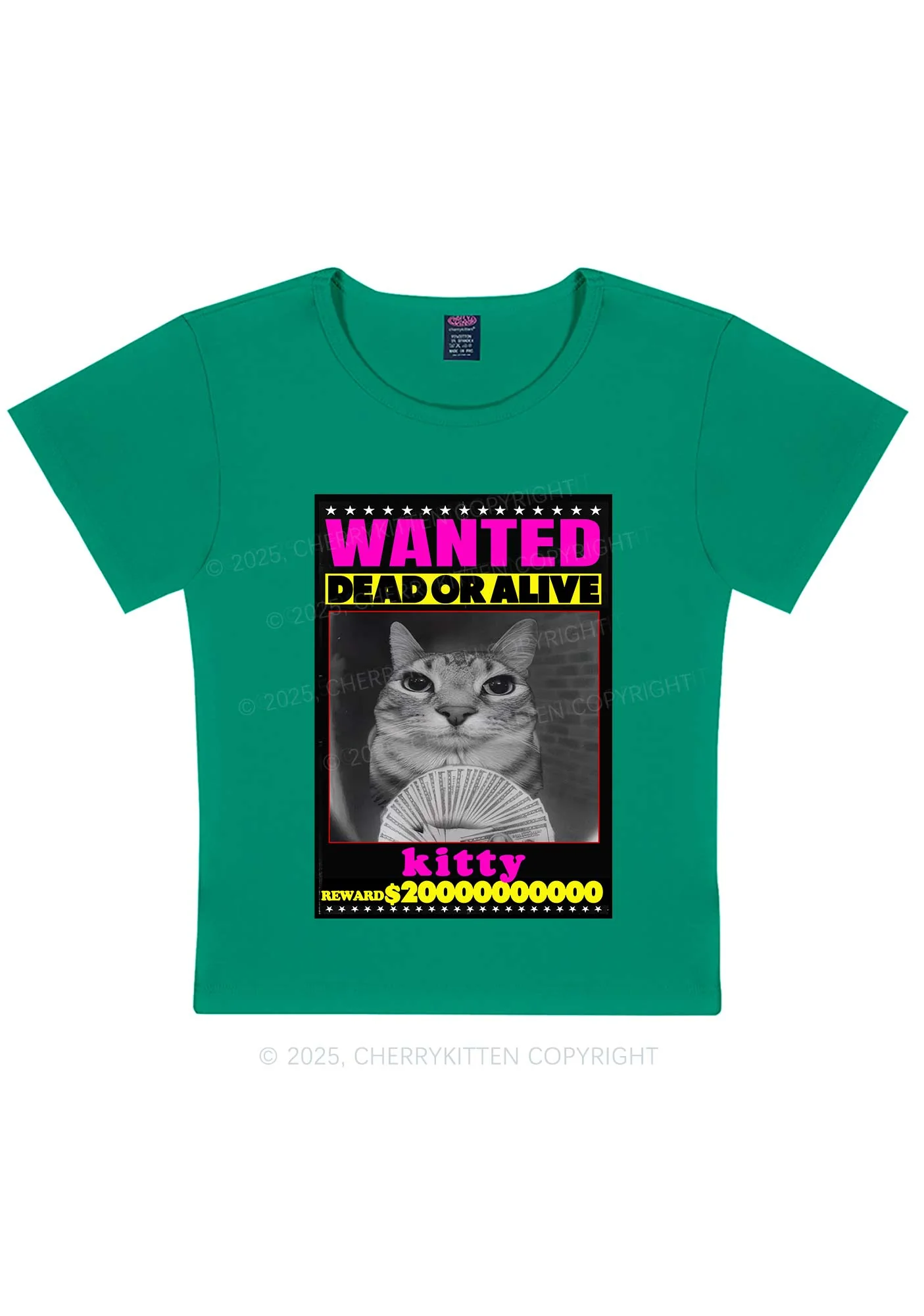 Custom Wanted Kitten Y2K Baby Tee Cherrykitten - Image 12