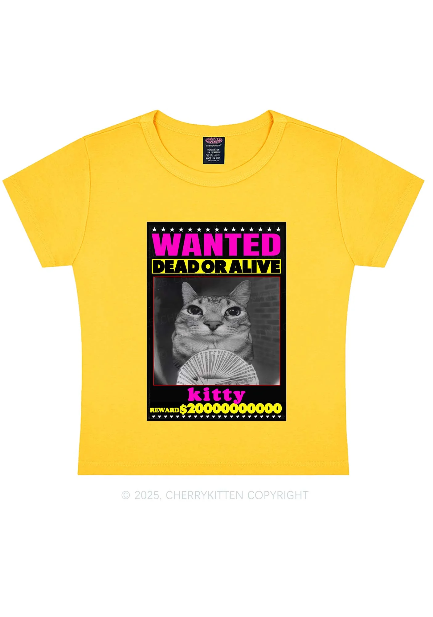 Custom Wanted Kitten Y2K Baby Tee Cherrykitten - Image 3