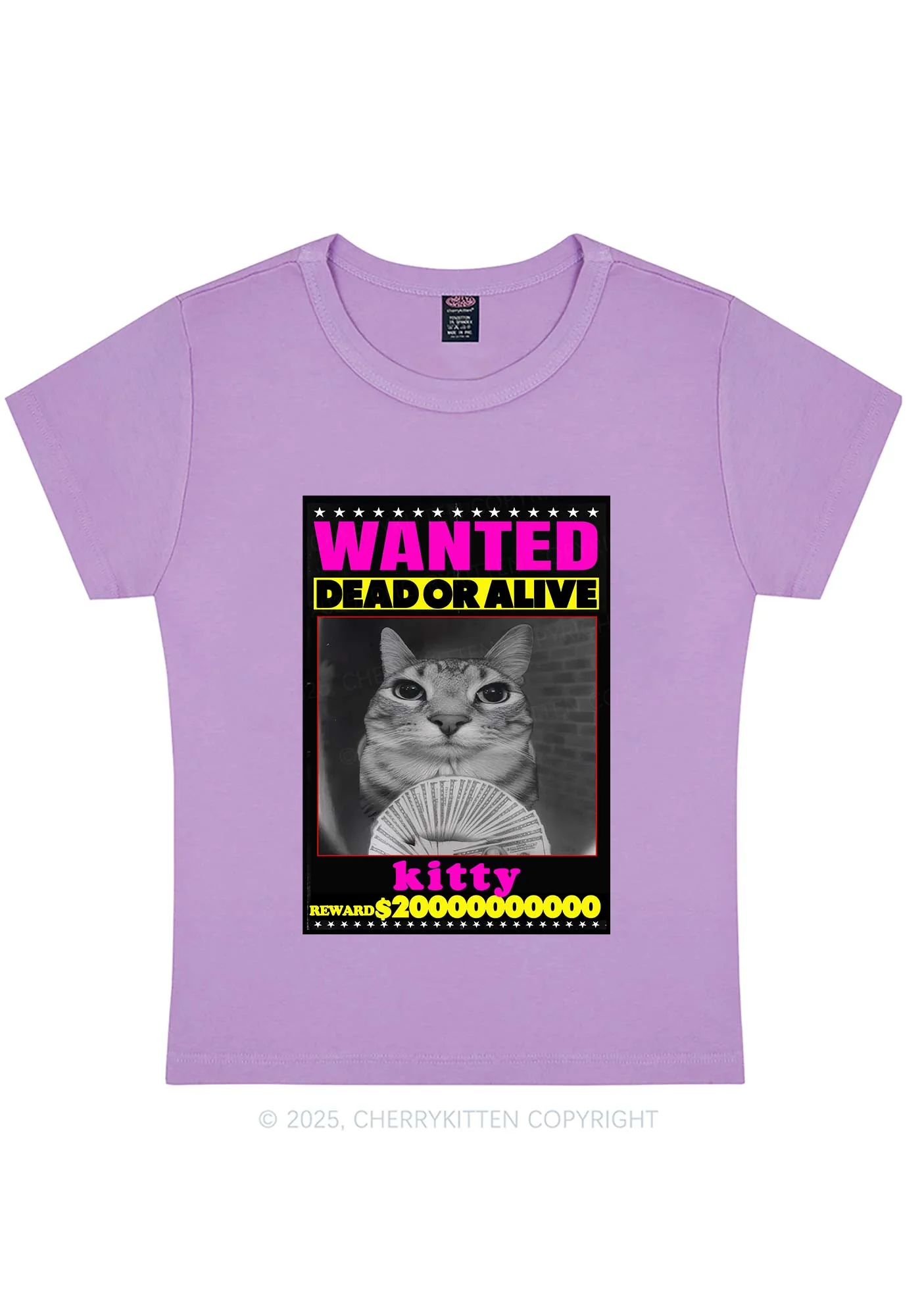 Custom Wanted Kitten Y2K Baby Tee Cherrykitten - Image 5