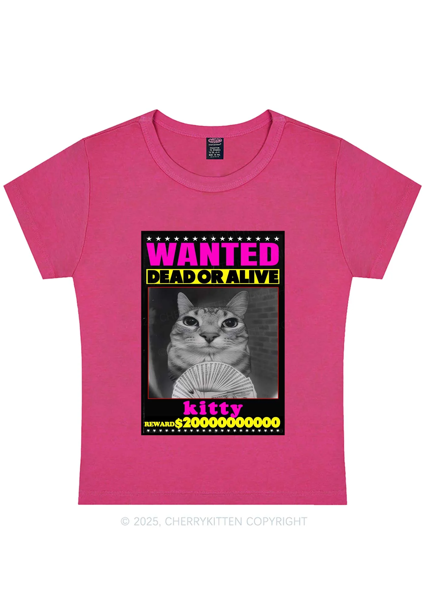 Custom Wanted Kitten Y2K Baby Tee Cherrykitten - Image 6