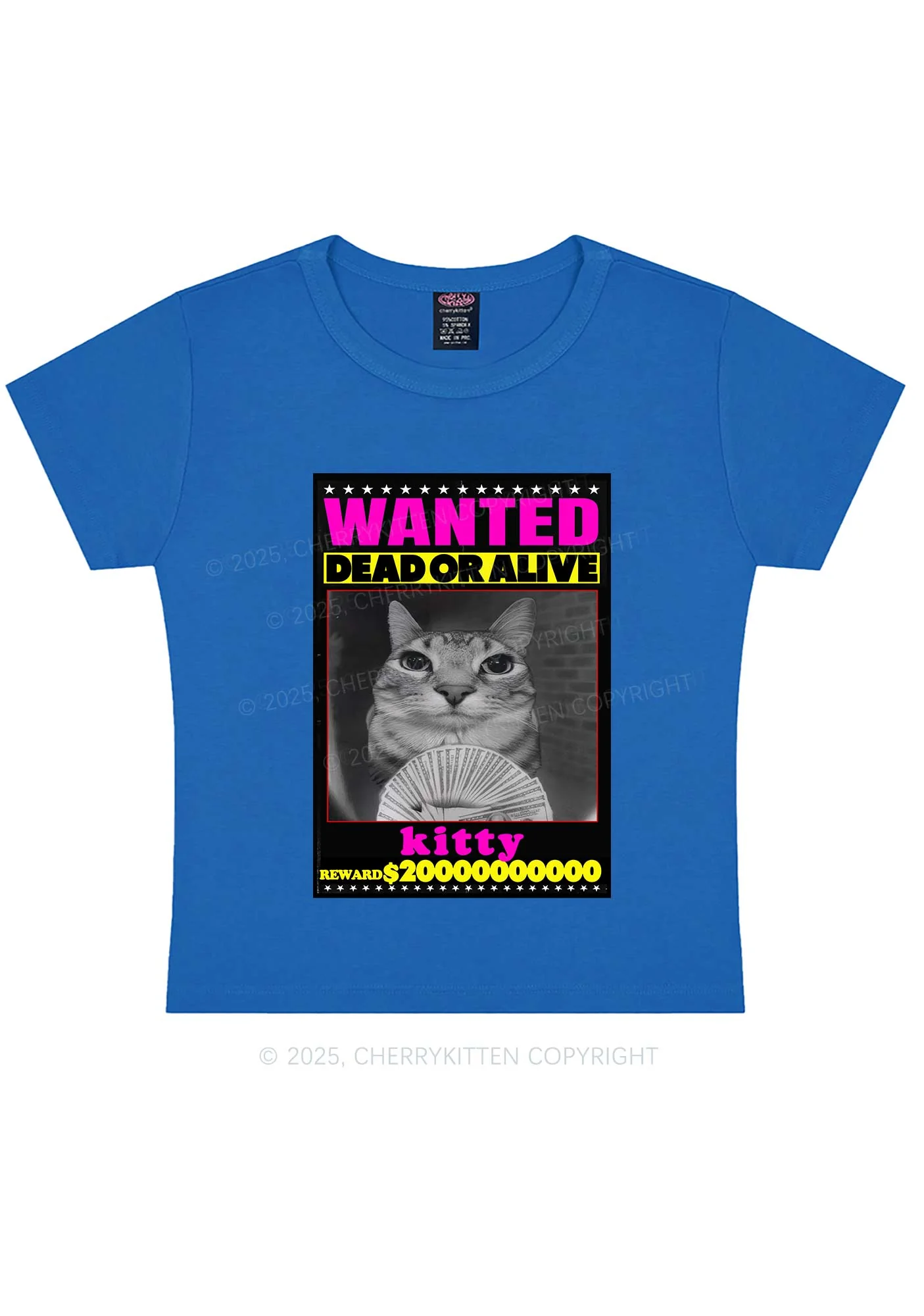 Custom Wanted Kitten Y2K Baby Tee Cherrykitten - Image 8