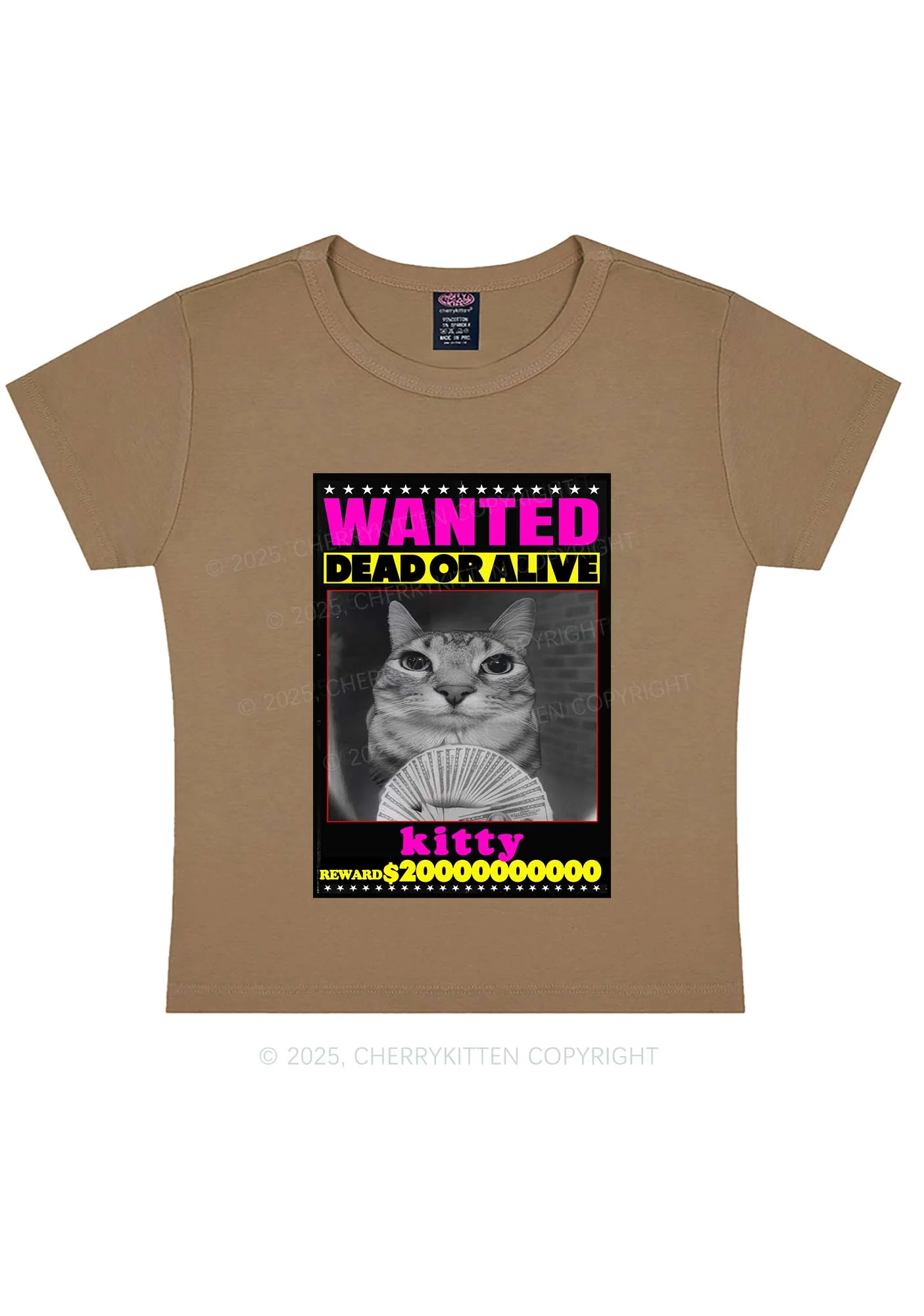 Custom Wanted Kitten Y2K Baby Tee Cherrykitten - Image 9