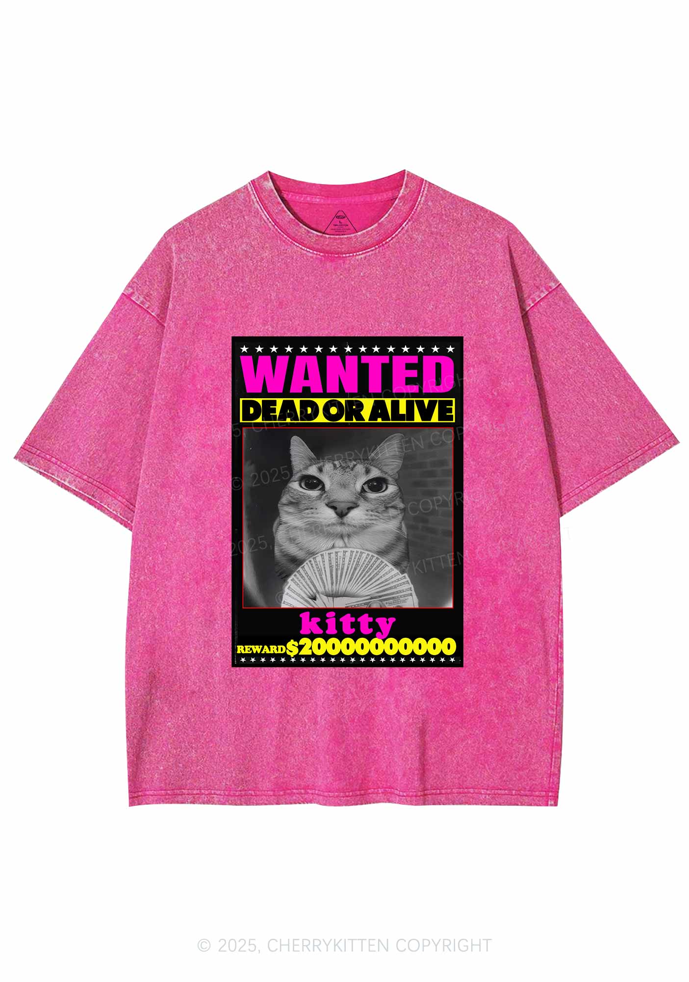 Custom Wanted Kitten Y2K Shirts Washed Tee Cherrykitten - Image 3