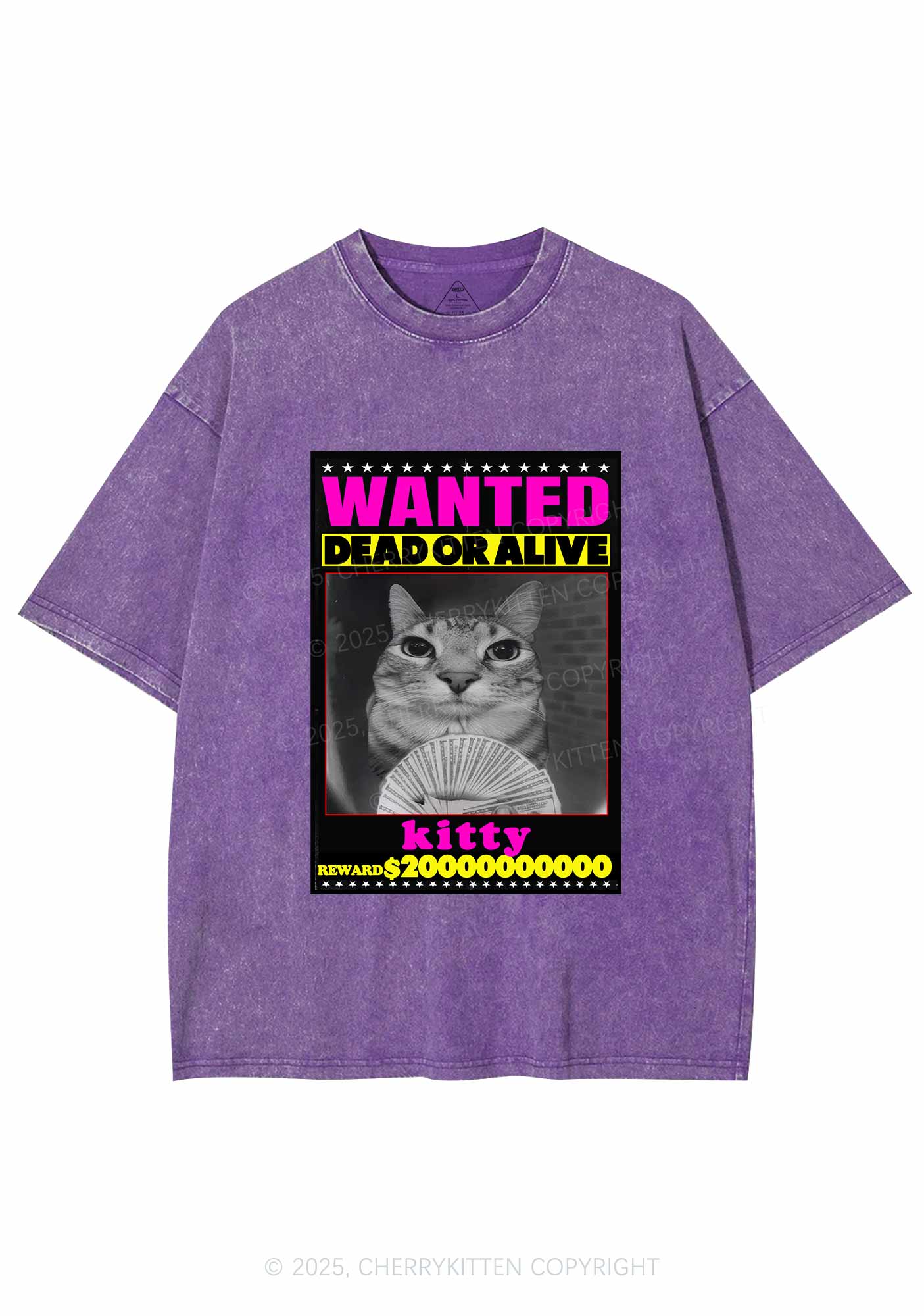 Custom Wanted Kitten Y2K Shirts Washed Tee Cherrykitten - Image 4
