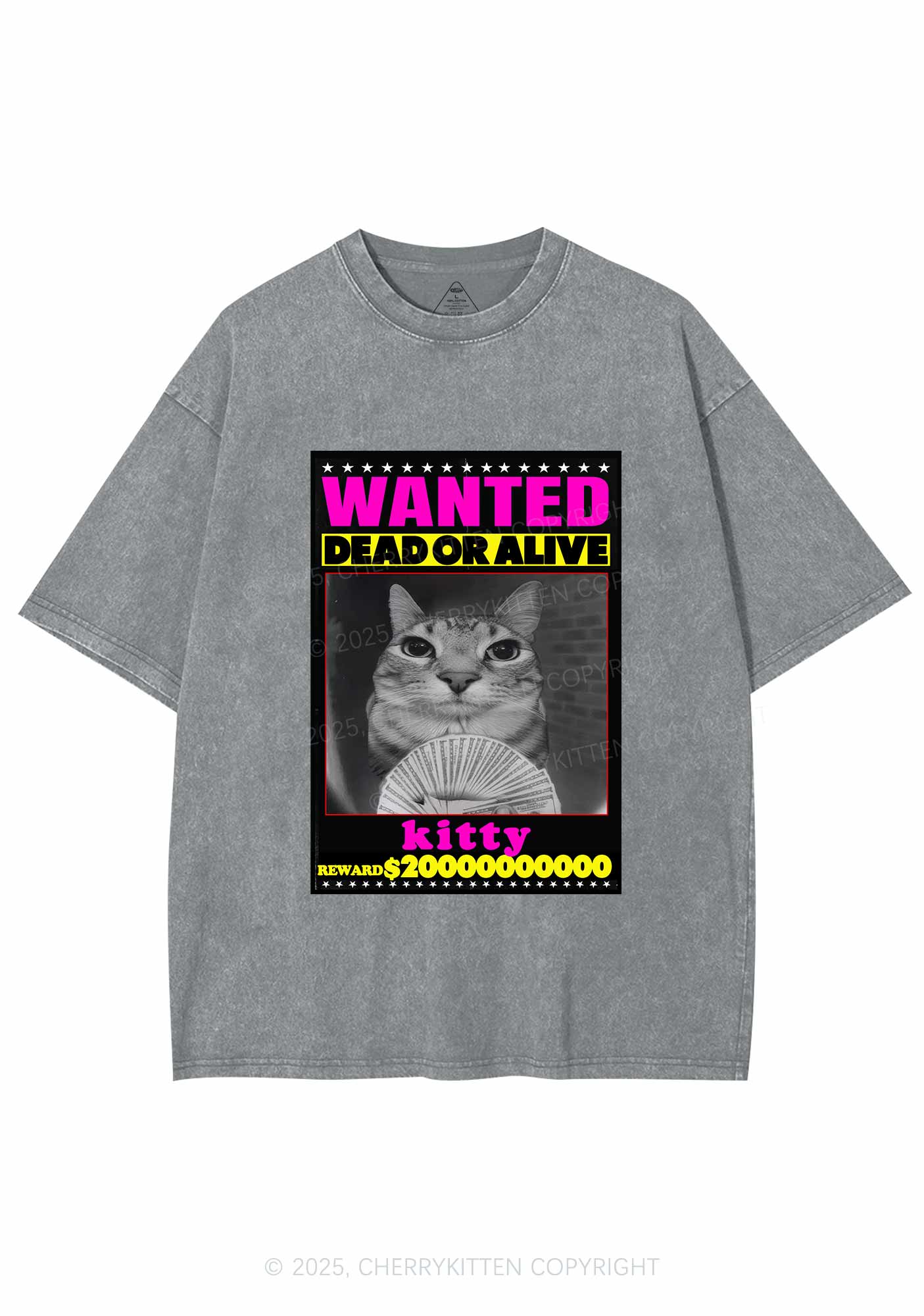 Custom Wanted Kitten Y2K Shirts Washed Tee Cherrykitten - Image 6