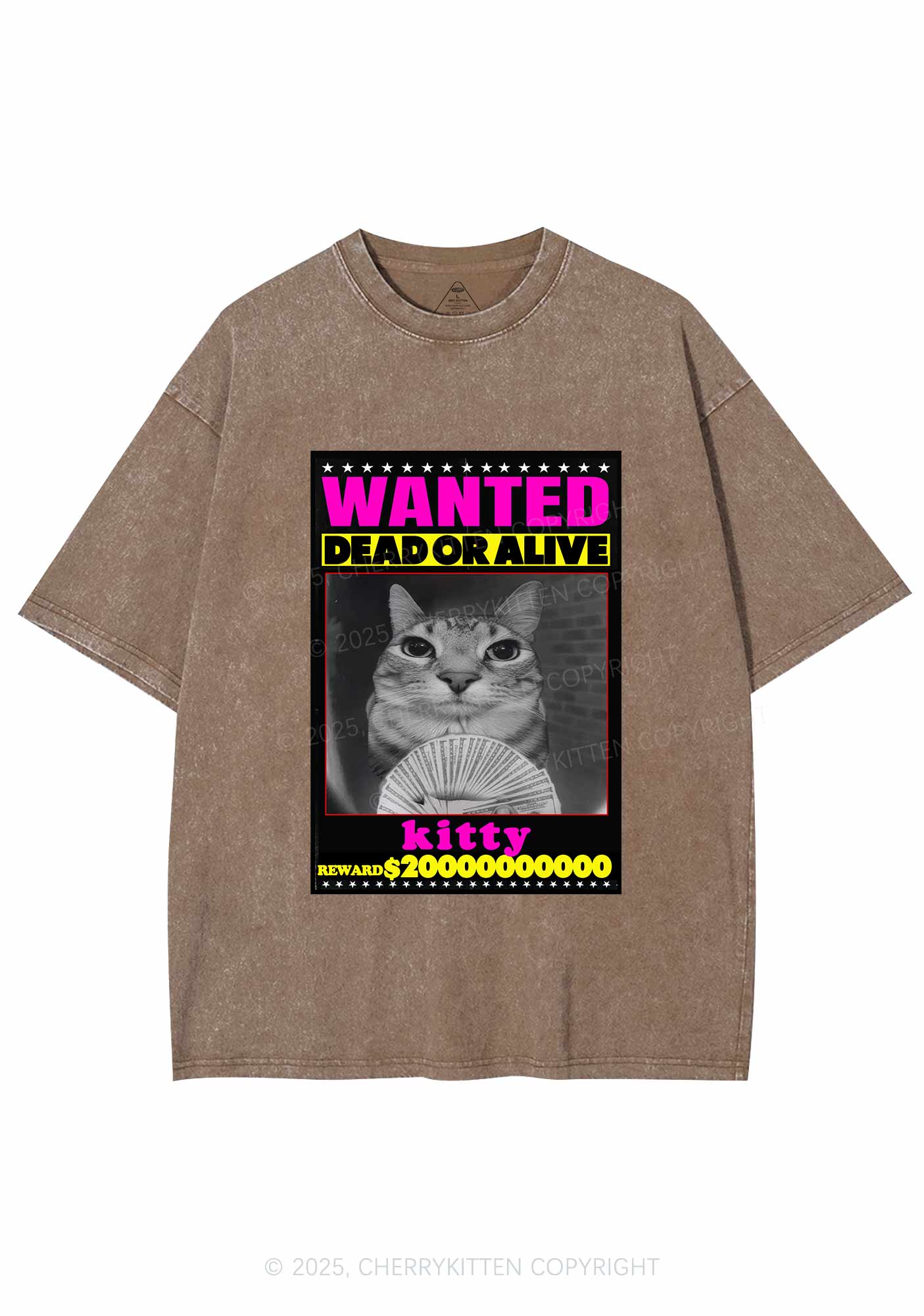 Custom Wanted Kitten Y2K Shirts Washed Tee Cherrykitten - Image 7