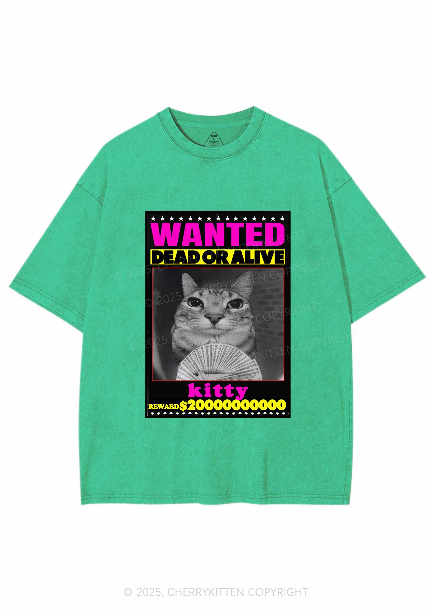 Custom Wanted Kitten Y2K Shirts Washed Tee Cherrykitten - Image 8