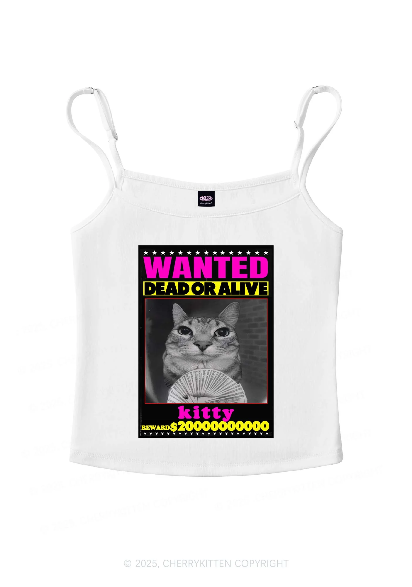 Custom Wanted Kitten Y2K Spaghetti Strap Cami Cherrykitten - Image 3