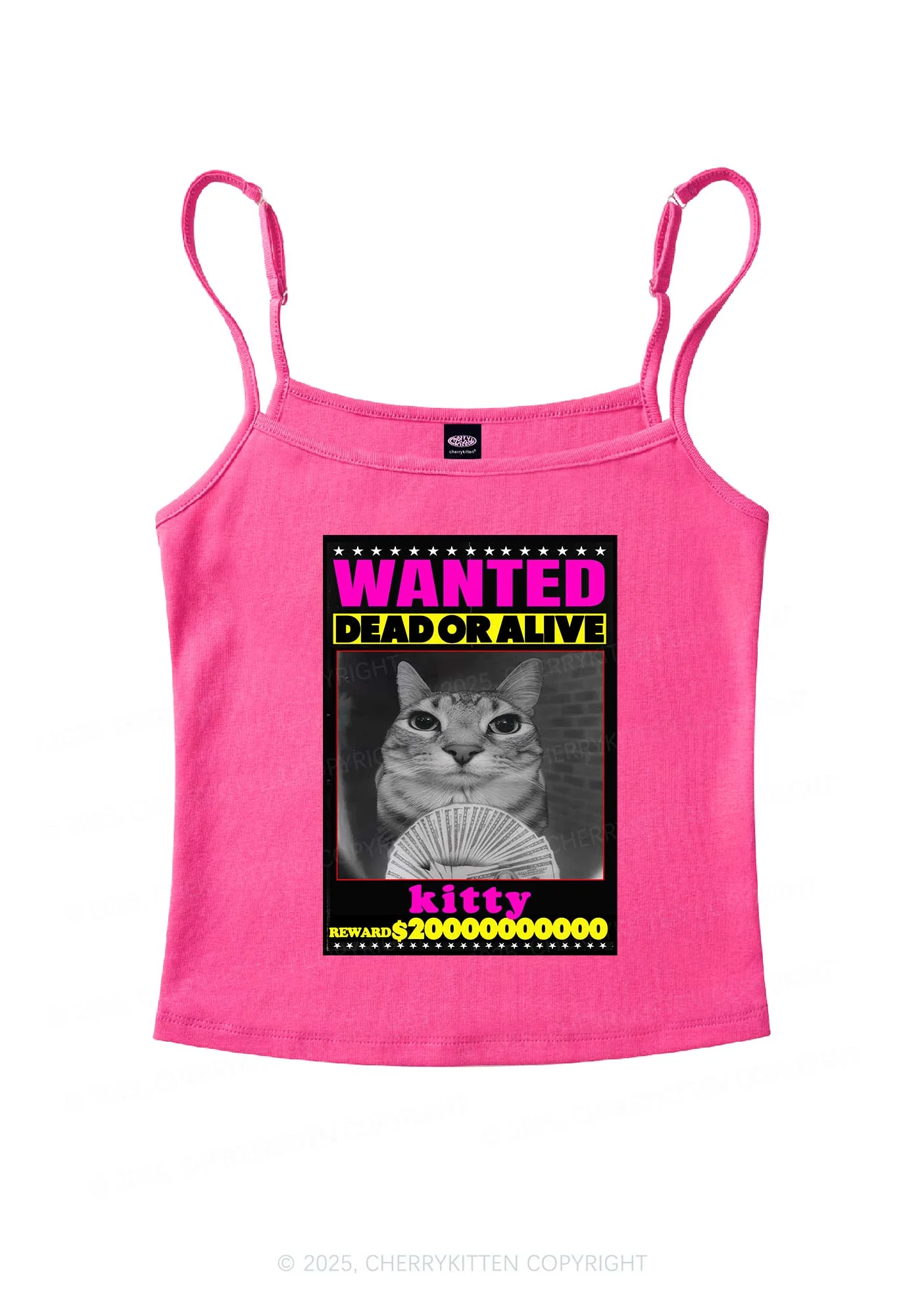 Custom Wanted Kitten Y2K Spaghetti Strap Cami Cherrykitten - Image 4