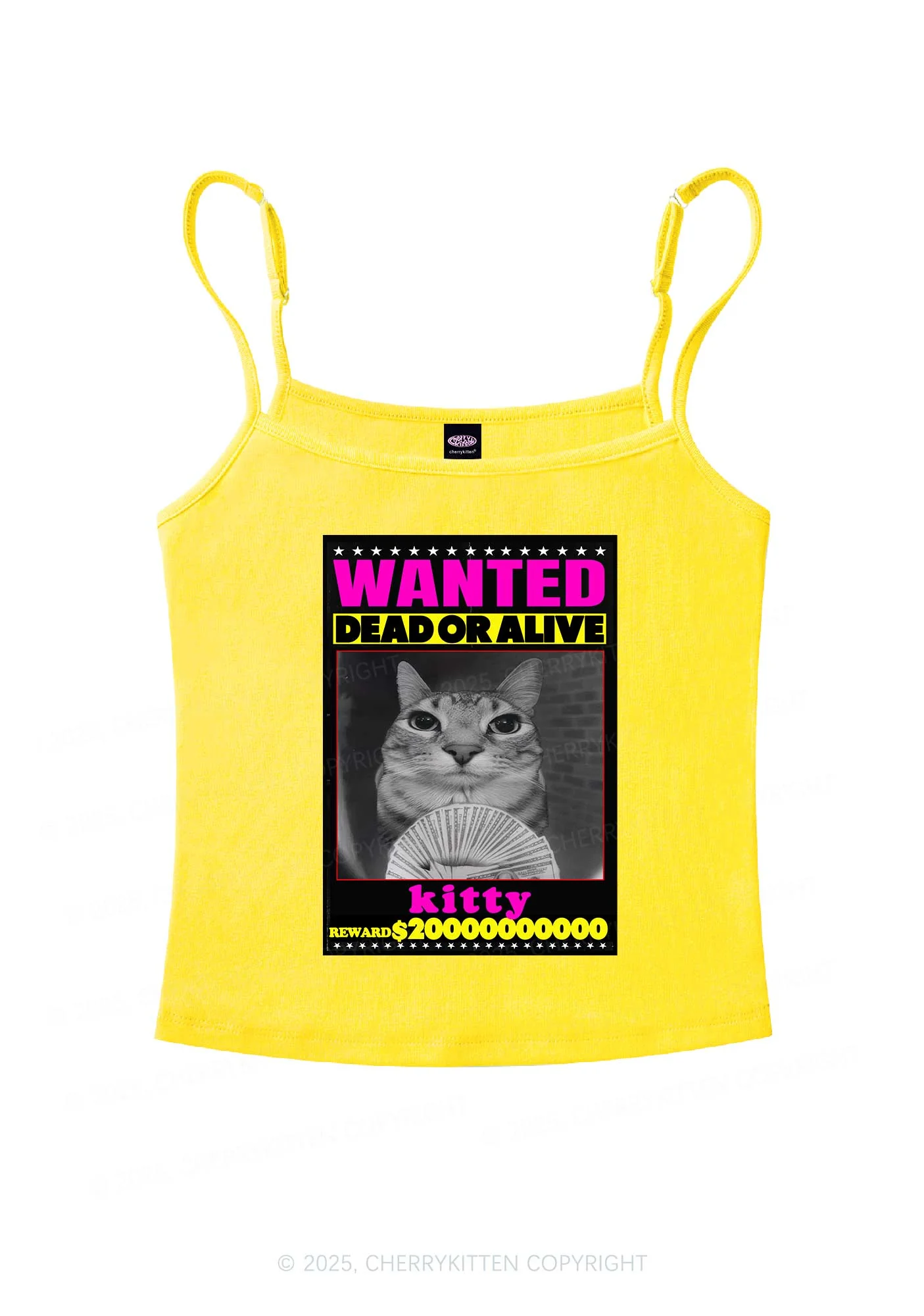 Custom Wanted Kitten Y2K Spaghetti Strap Cami Cherrykitten - Image 5
