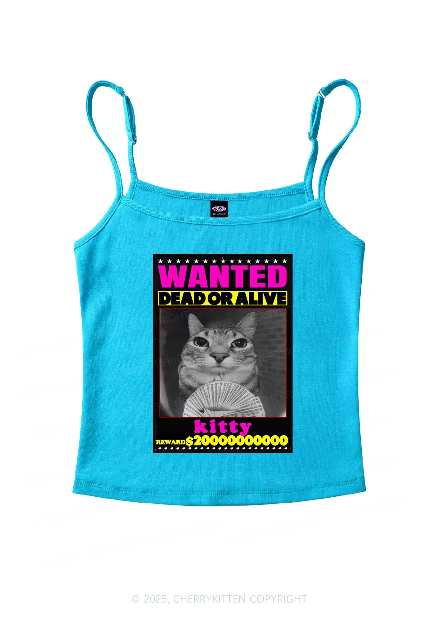 Custom Wanted Kitten Y2K Spaghetti Strap Cami Cherrykitten - Image 6