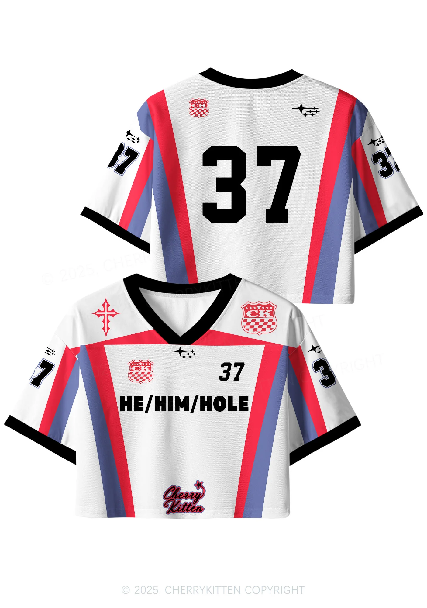 Custom White He Him Hole Pride Y2K Crop Sport Jersey Shirts Cherrykitten - Image 3