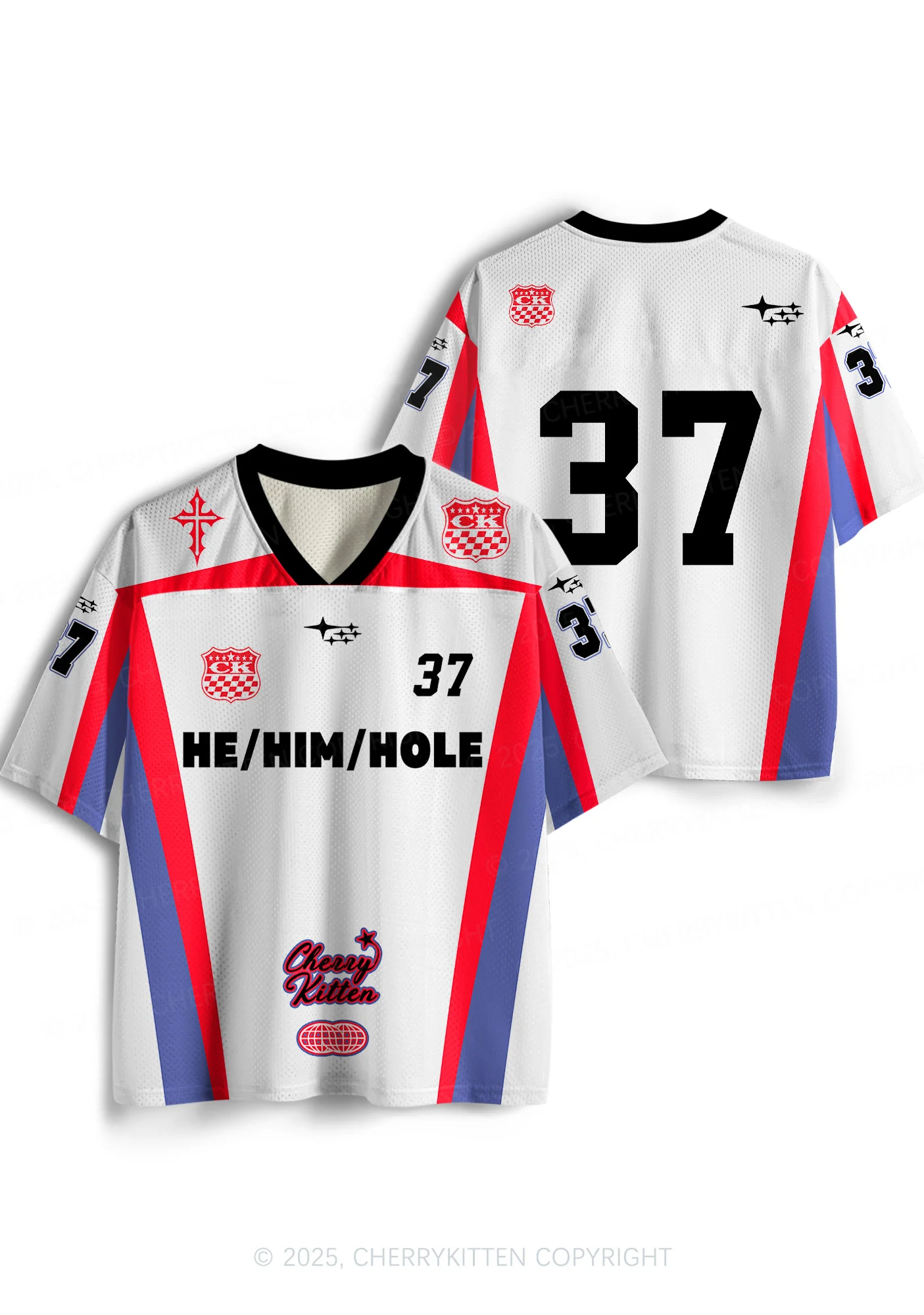 Custom White He Him Hole Pride Y2K Sport Jersey Shirts Cherrykitten - Image 3