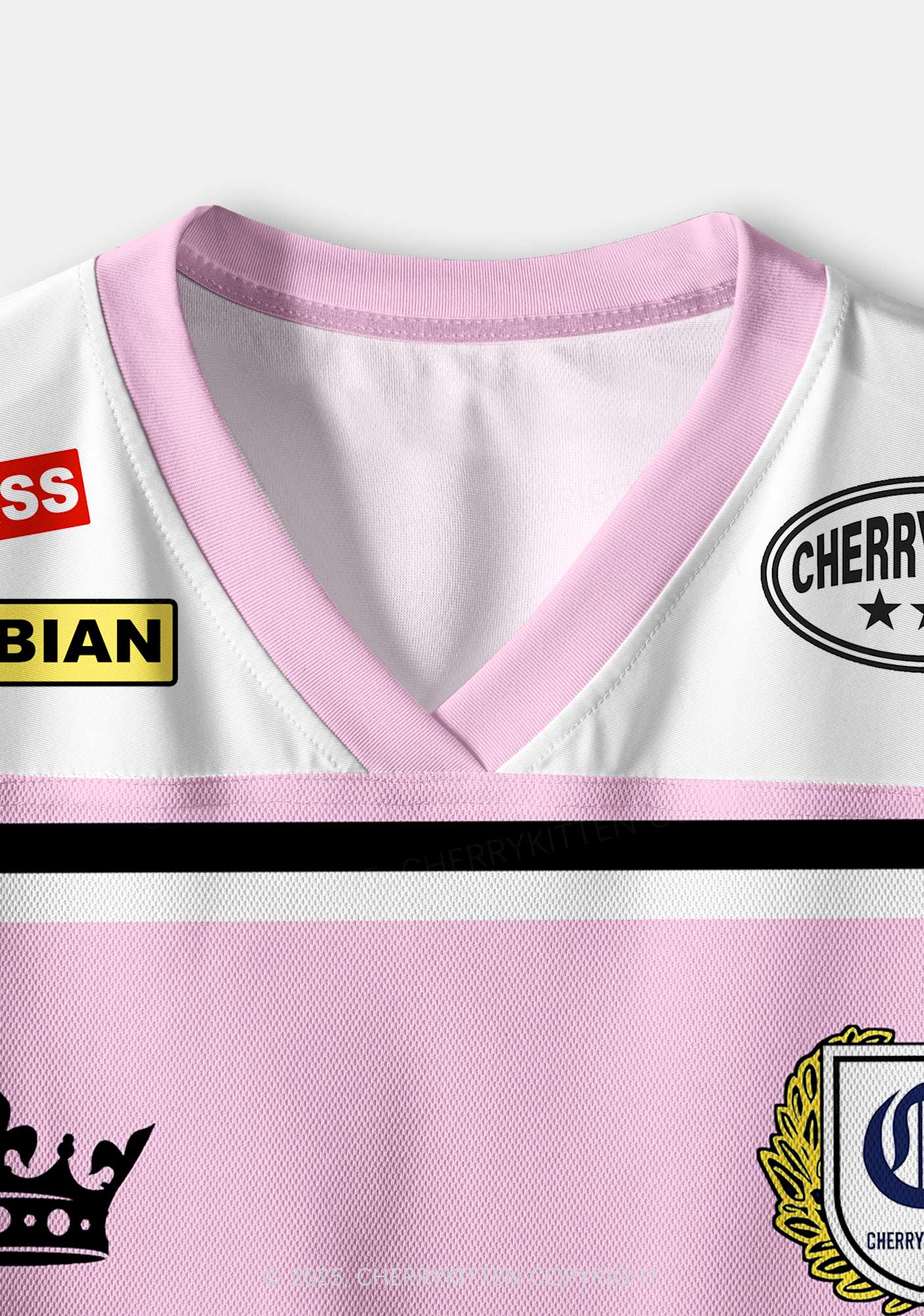 Custom White Lesbian Princess Pride Y2K Crop Sport Jersey Shirts Cherrykitten - Image 4