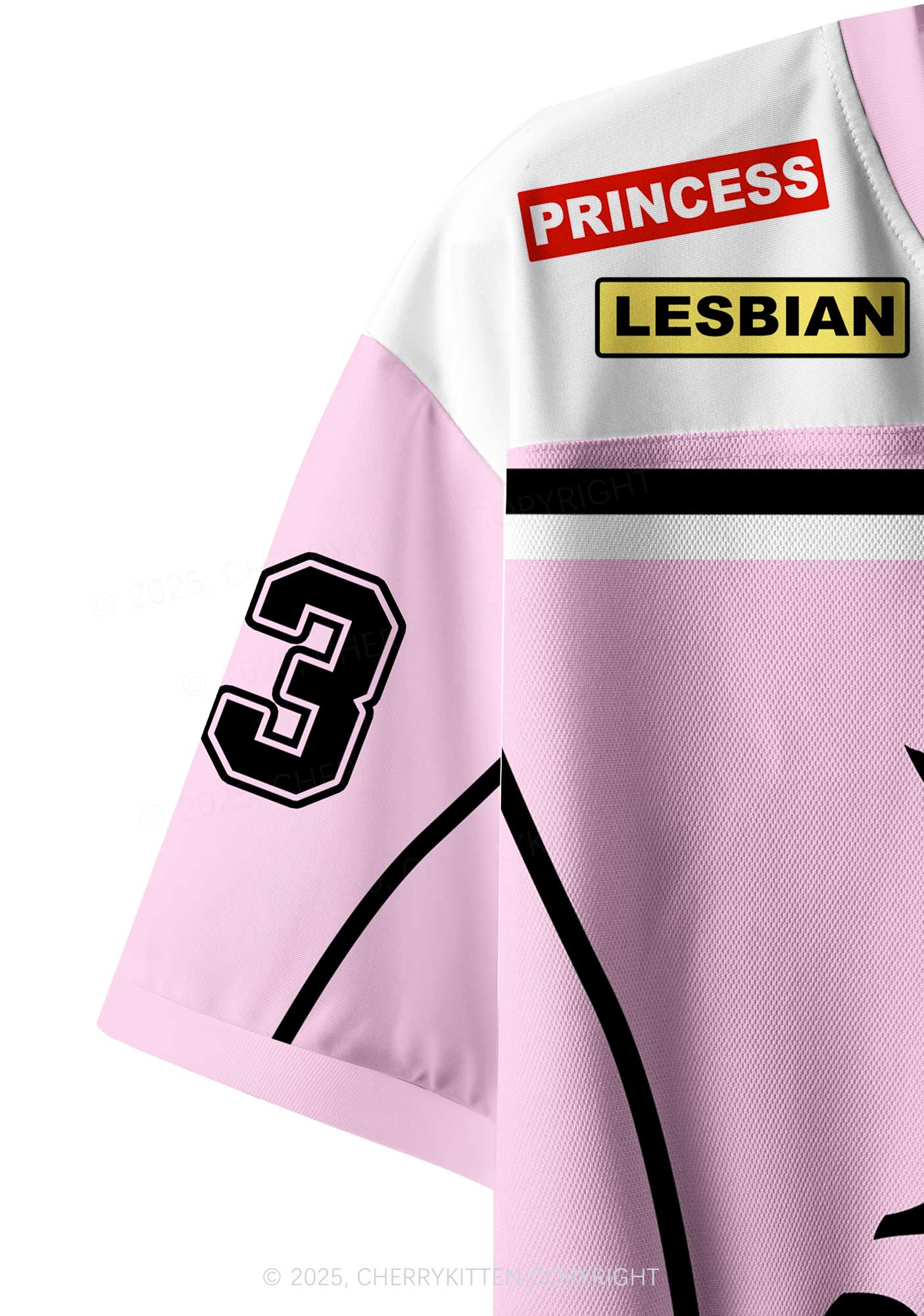 Custom White Lesbian Princess Pride Y2K Crop Sport Jersey Shirts Cherrykitten - Image 6