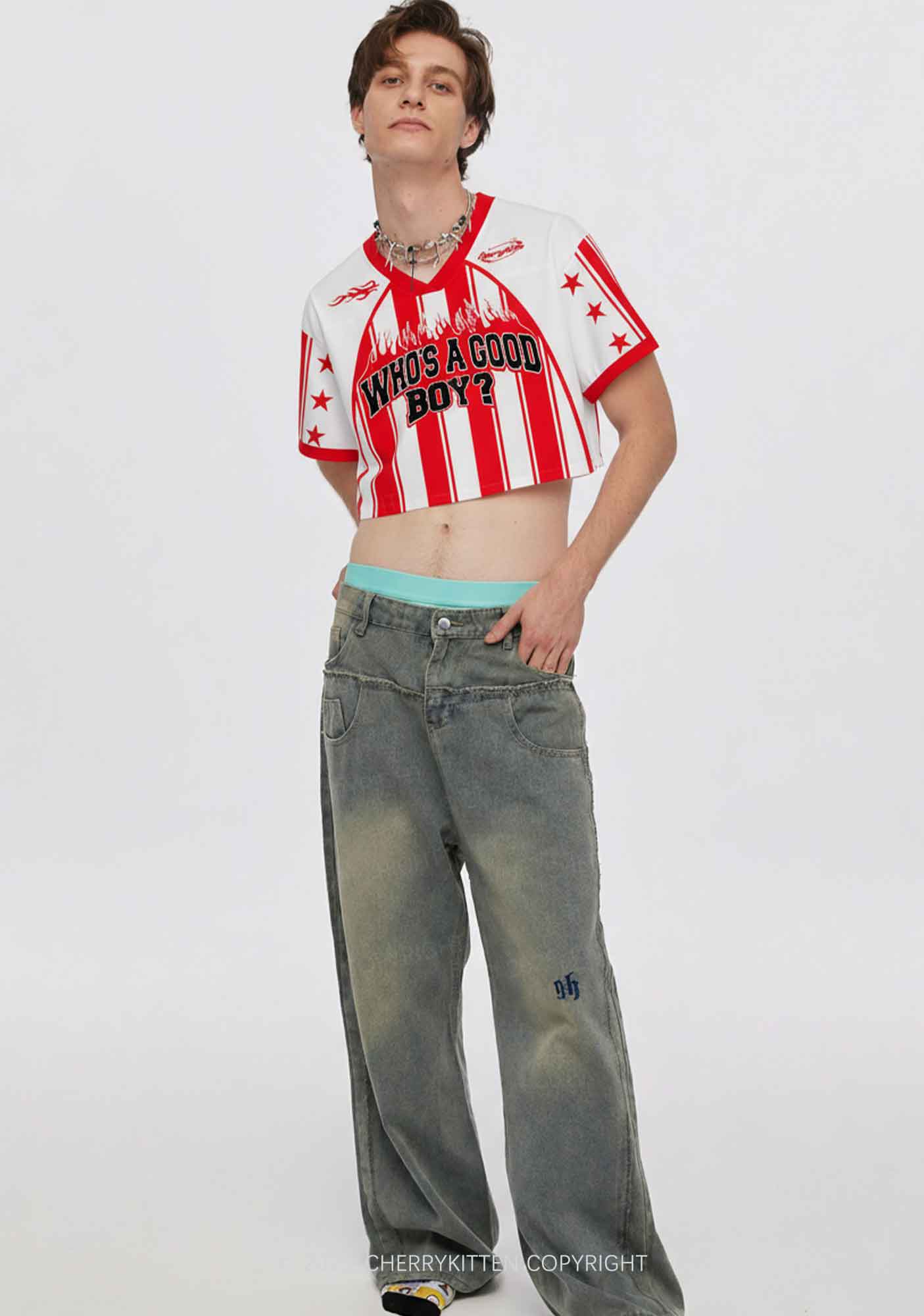 Custom Who Is Good Boy Y2K Crop Sport Jersey Shirts Cherrykitten - Image 2