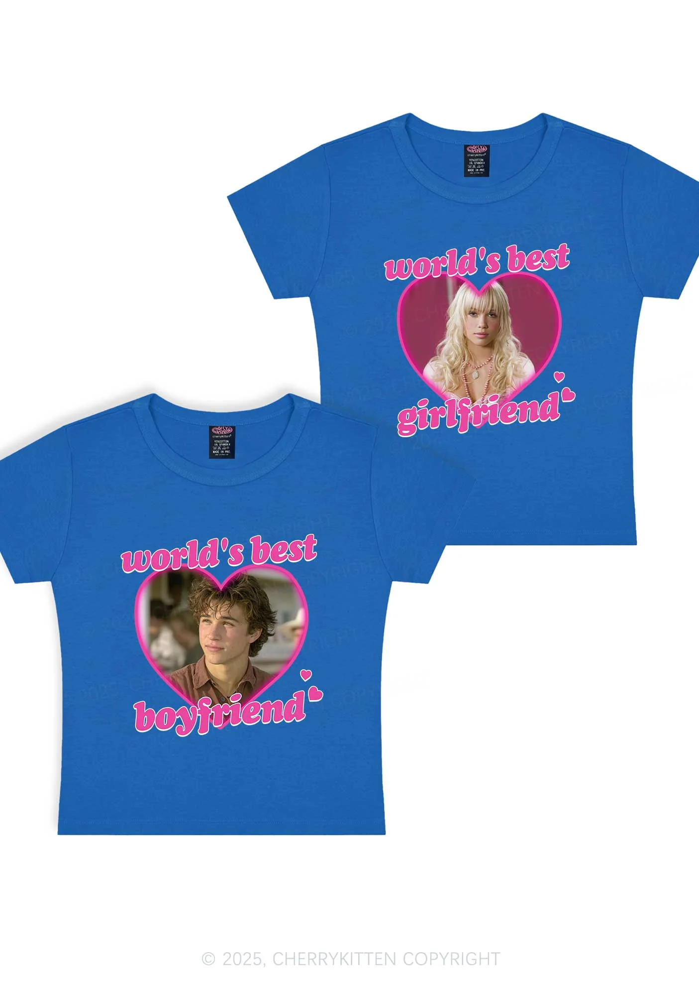 Custom Worlds Best BF GF Y2K Valentine's Day Baby Tee Cherrykitten - Image 10