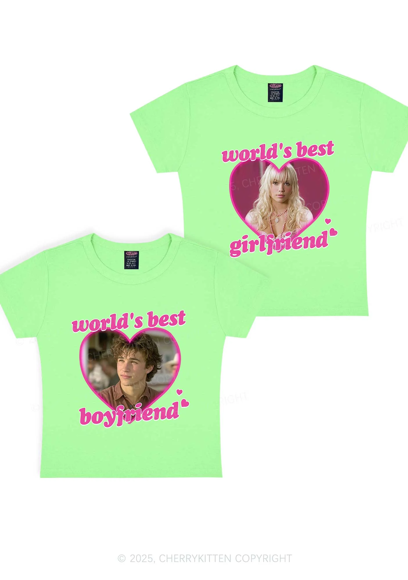 Custom Worlds Best BF GF Y2K Valentine's Day Baby Tee Cherrykitten - Image 12