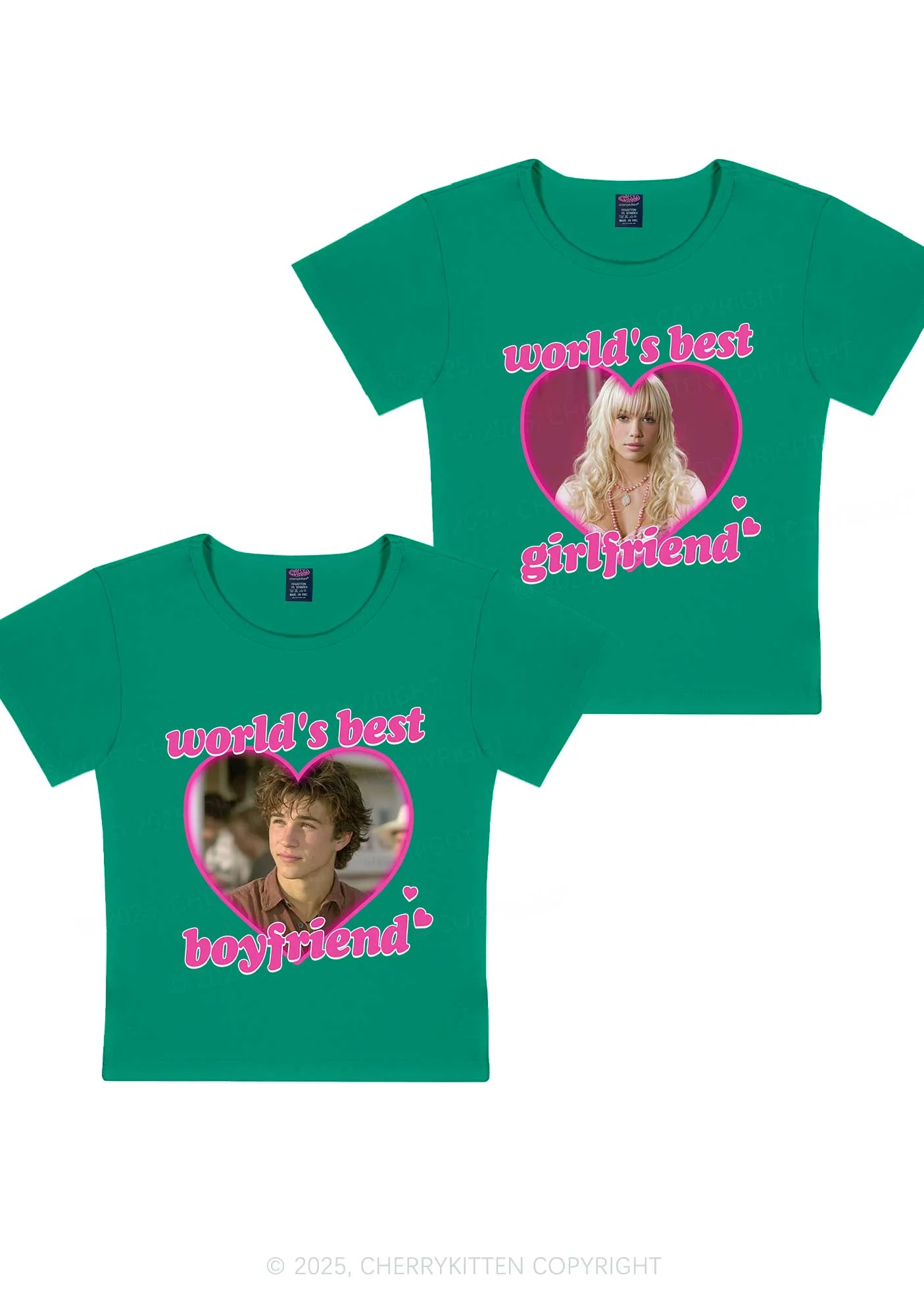 Custom Worlds Best BF GF Y2K Valentine's Day Baby Tee Cherrykitten - Image 13