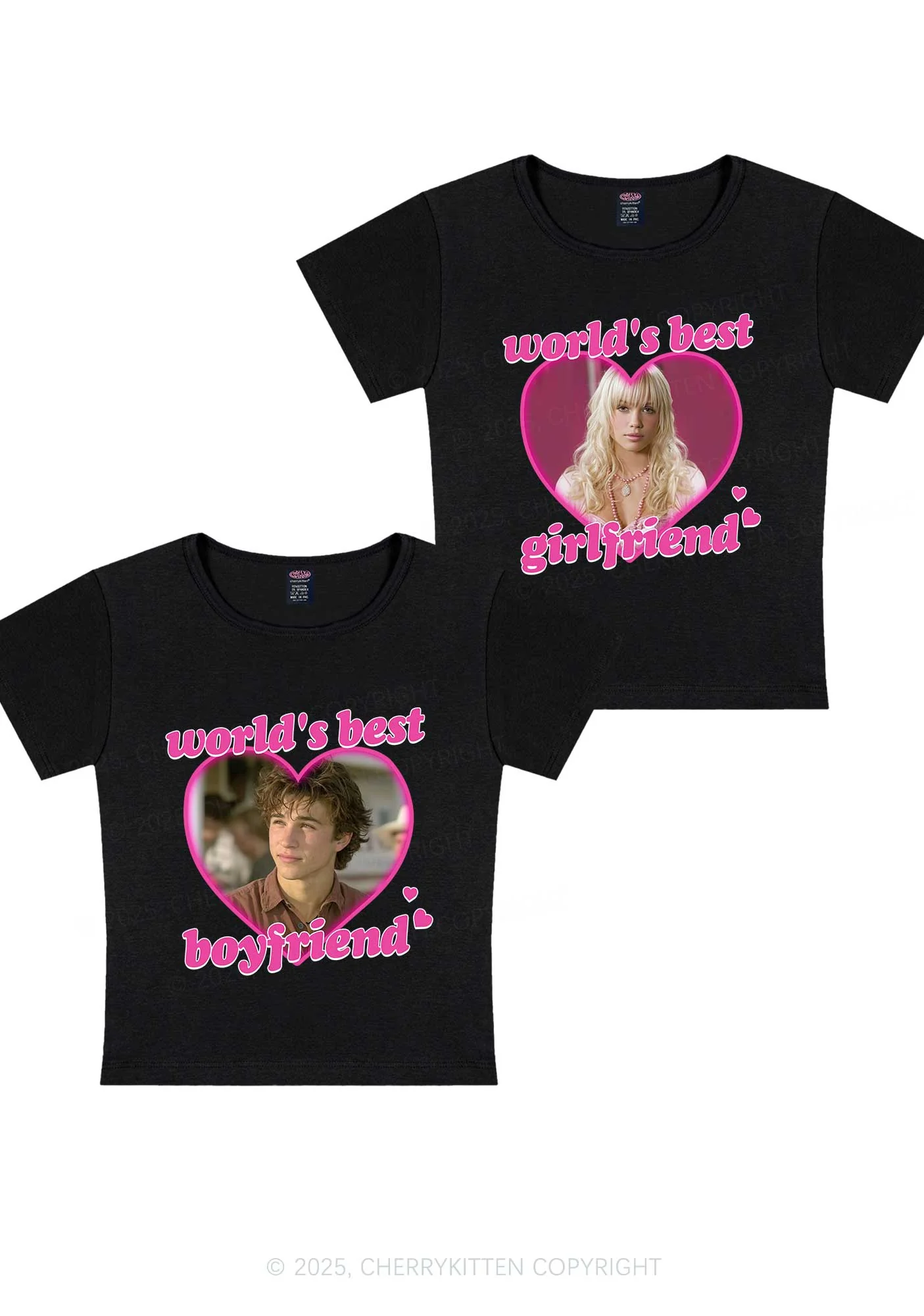 Custom Worlds Best BF GF Y2K Valentine's Day Baby Tee Cherrykitten - Image 4