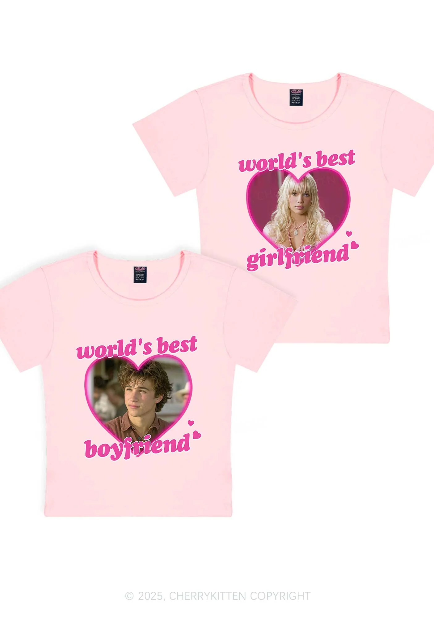 Custom Worlds Best BF GF Y2K Valentine's Day Baby Tee Cherrykitten - Image 5