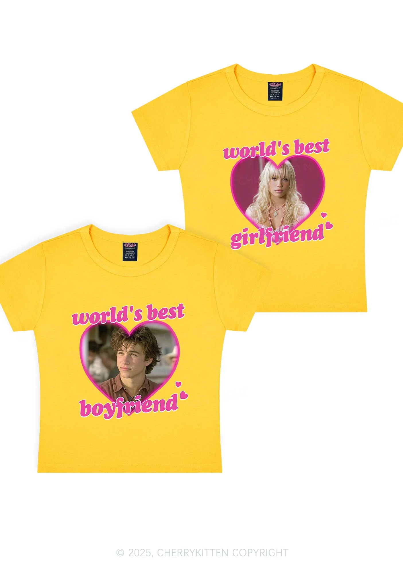 Custom Worlds Best BF GF Y2K Valentine's Day Baby Tee Cherrykitten - Image 6