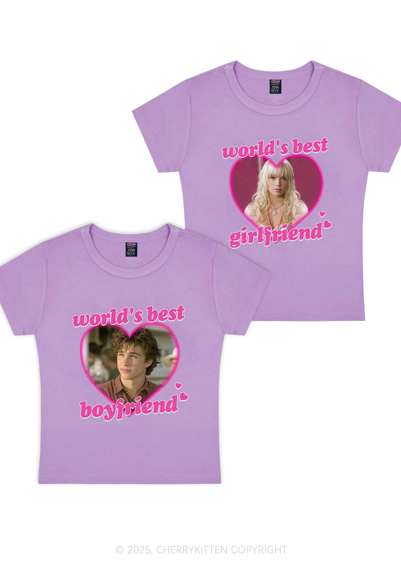 Custom Worlds Best BF GF Y2K Valentine's Day Baby Tee Cherrykitten - Image 7