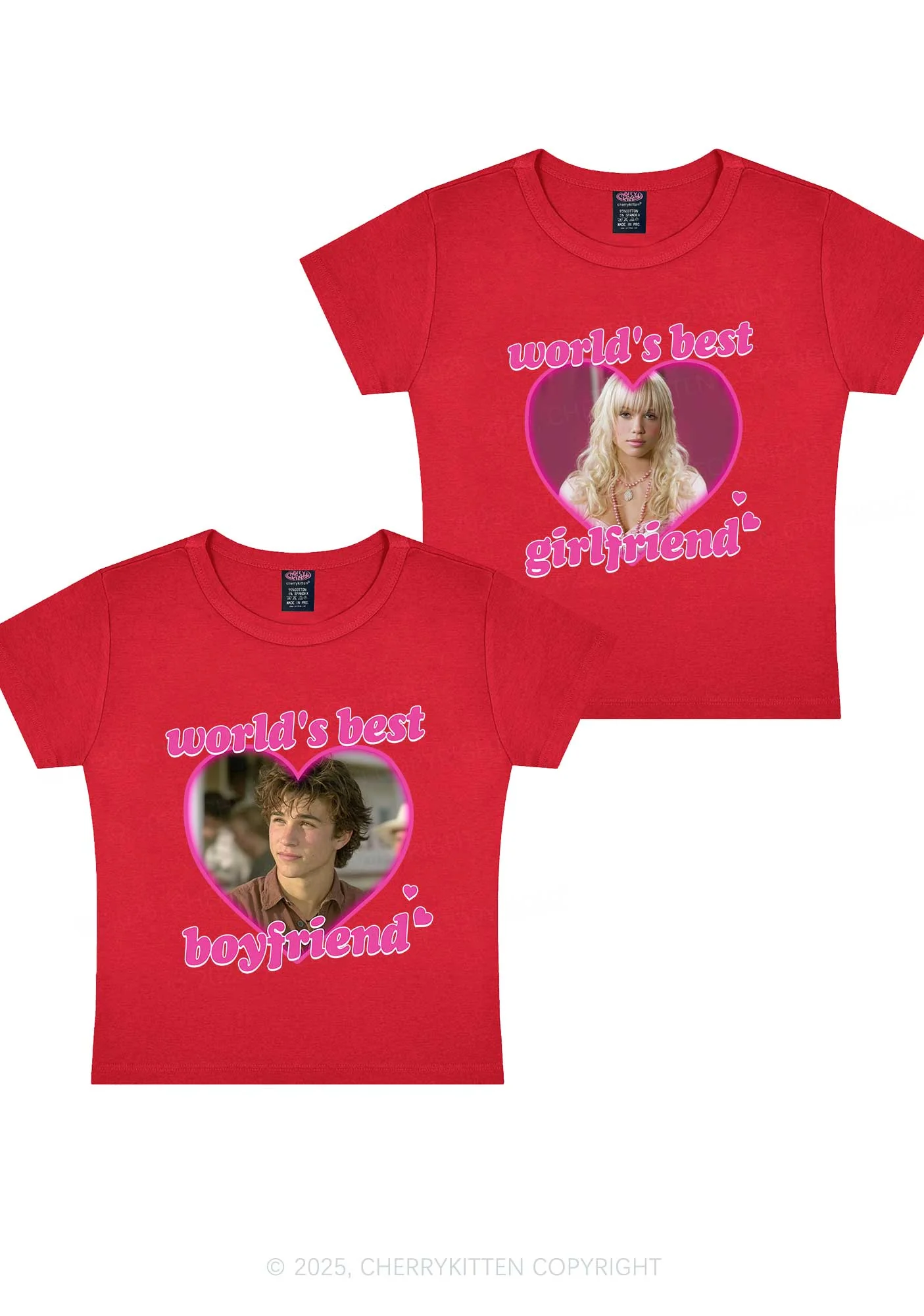 Custom Worlds Best BF GF Y2K Valentine's Day Baby Tee Cherrykitten - Image 8