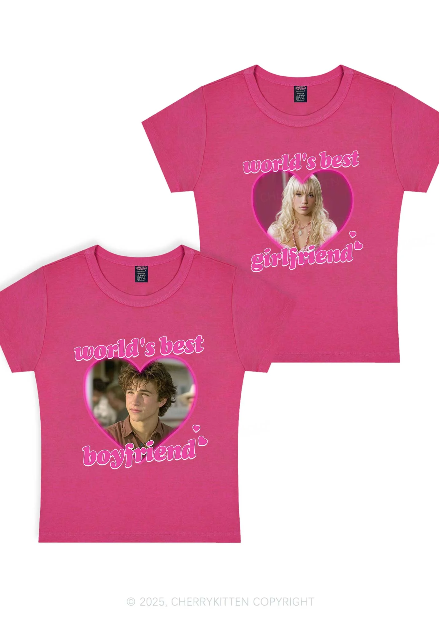 Custom Worlds Best BF GF Y2K Valentine's Day Baby Tee Cherrykitten - Image 9