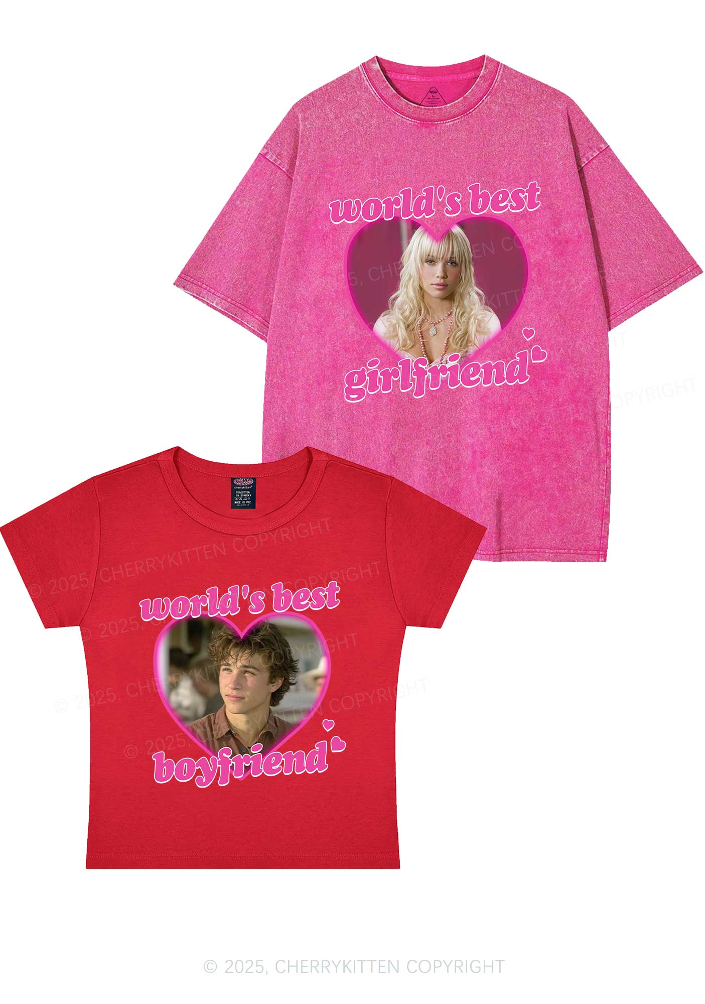 Custom Worlds Best BF GF Y2K Valentine's Day Couple Shirt Cherrykitten - Image 10