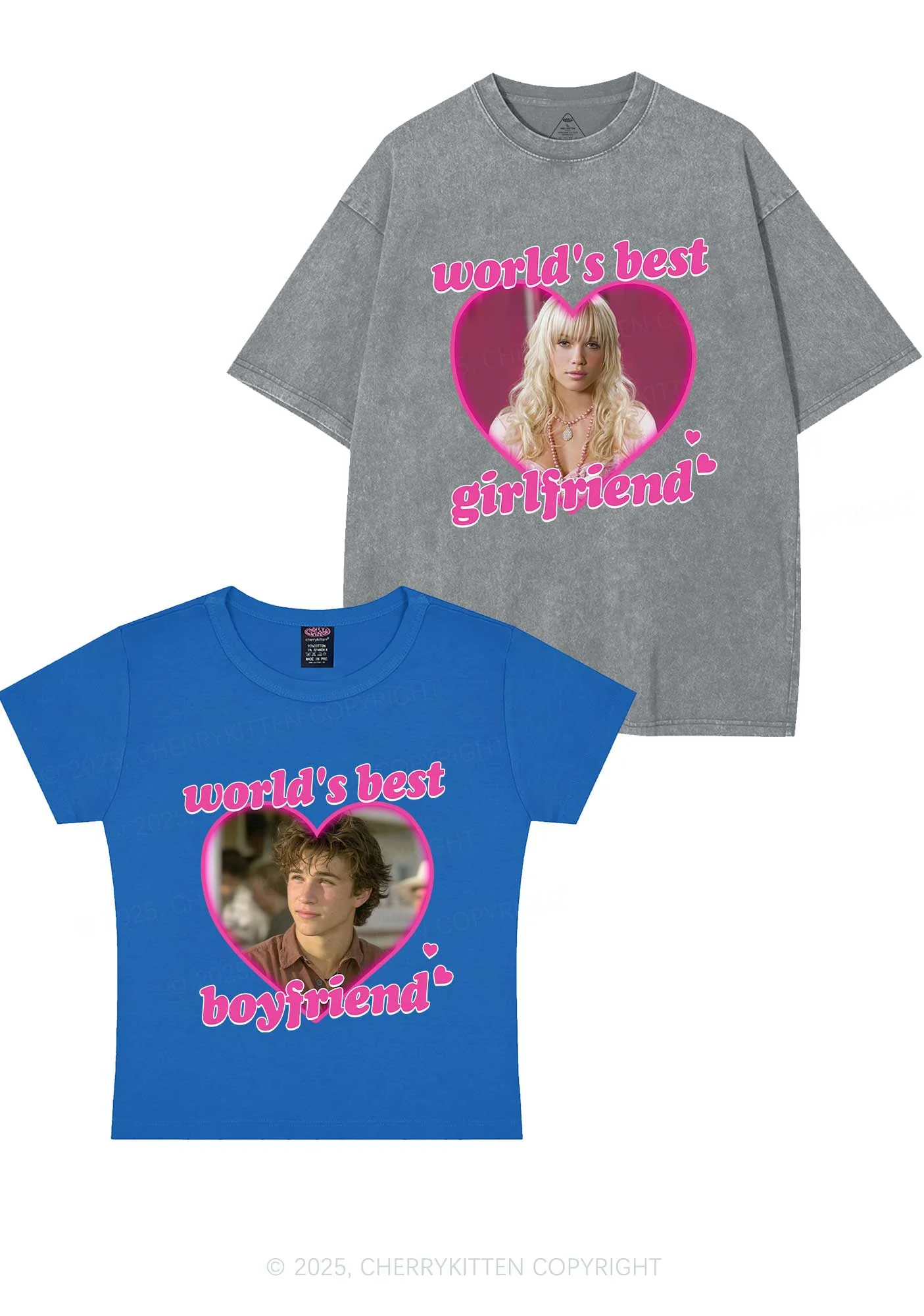 Custom Worlds Best BF GF Y2K Valentine's Day Couple Shirt Cherrykitten - Image 11