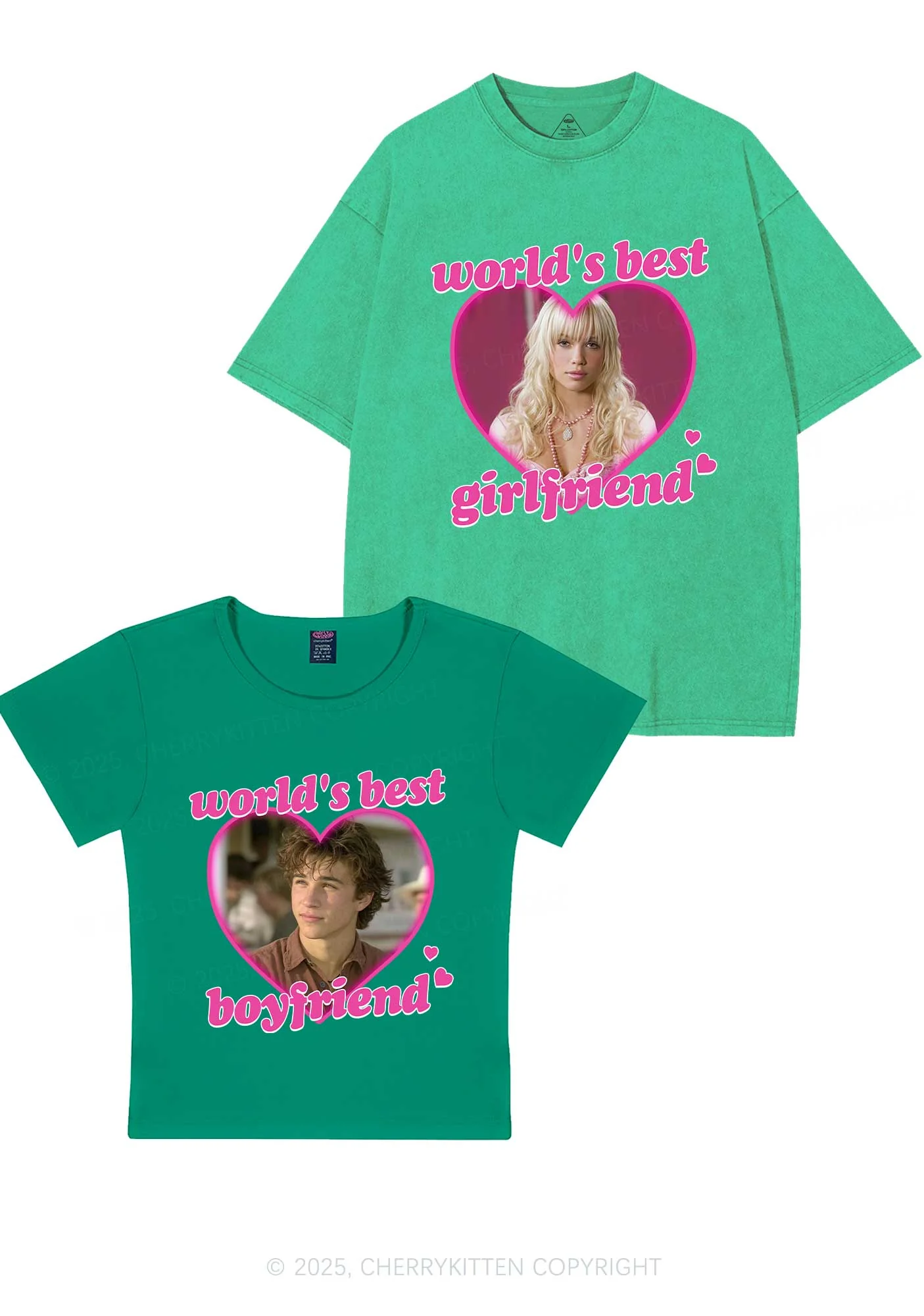 Custom Worlds Best BF GF Y2K Valentine's Day Couple Shirt Cherrykitten - Image 12