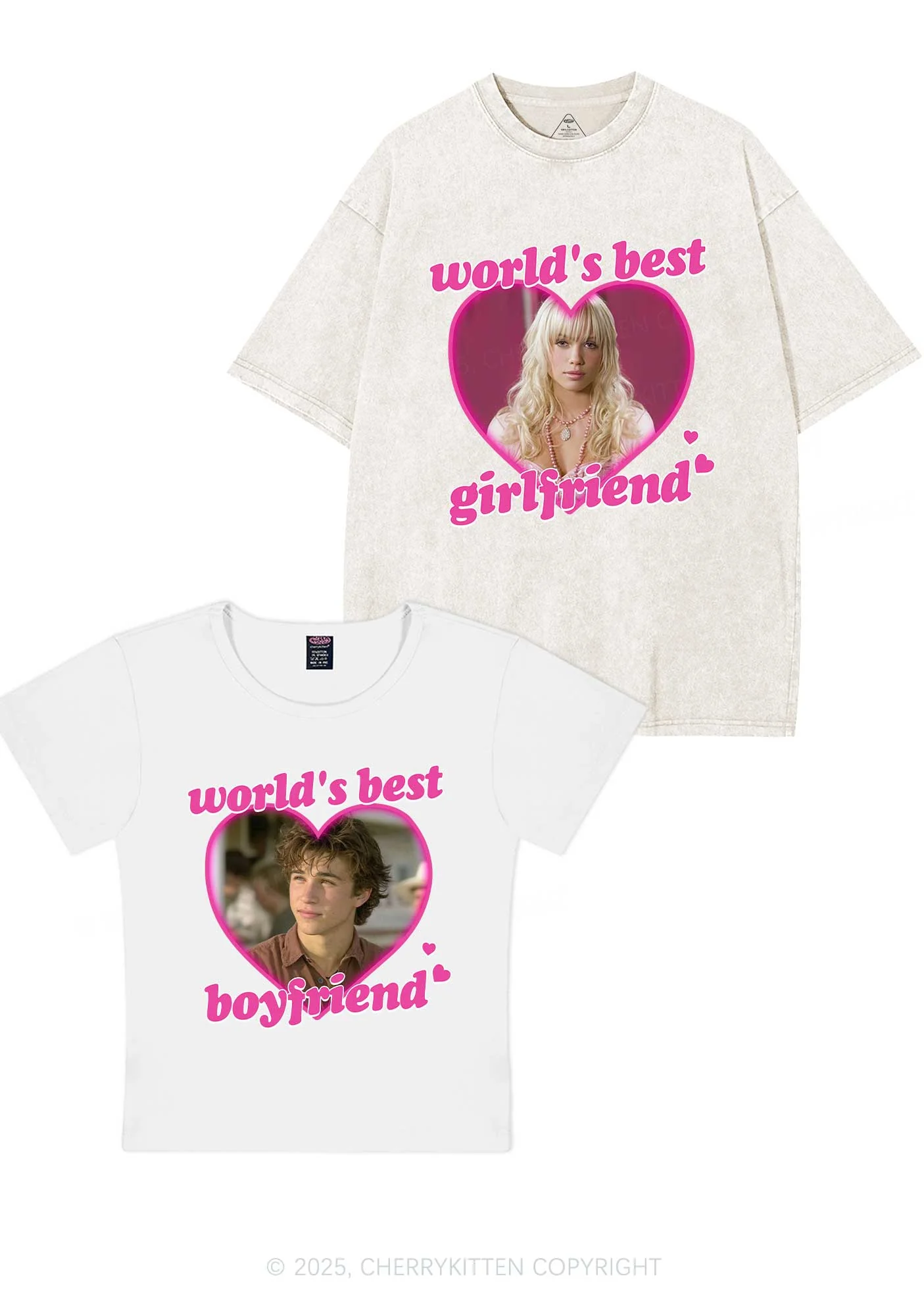 Custom Worlds Best BF GF Y2K Valentine's Day Couple Shirt Cherrykitten - Image 4