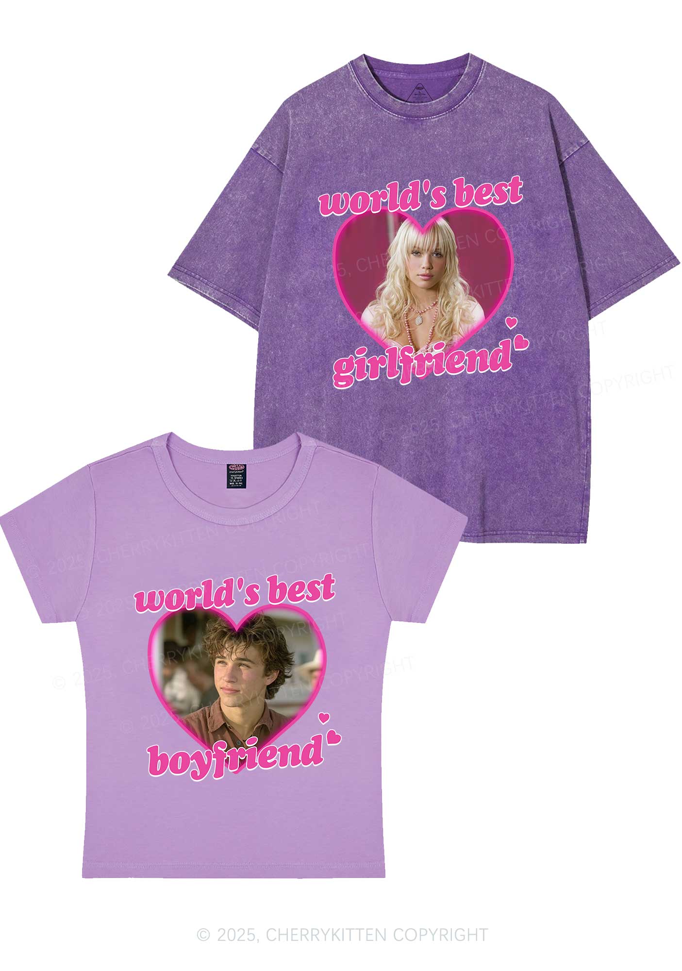Custom Worlds Best BF GF Y2K Valentine's Day Couple Shirt Cherrykitten - Image 5