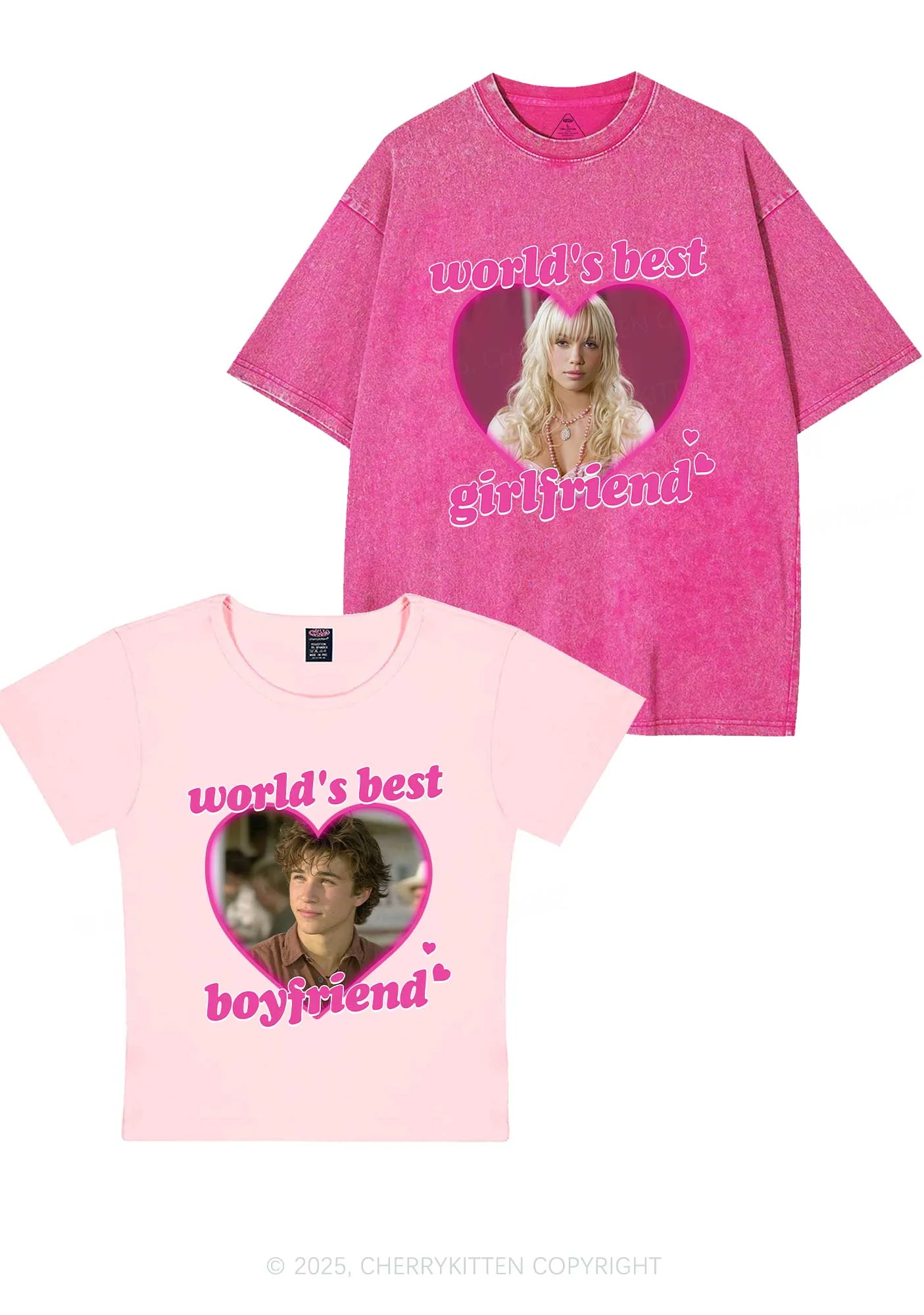 Custom Worlds Best BF GF Y2K Valentine's Day Couple Shirt Cherrykitten - Image 7