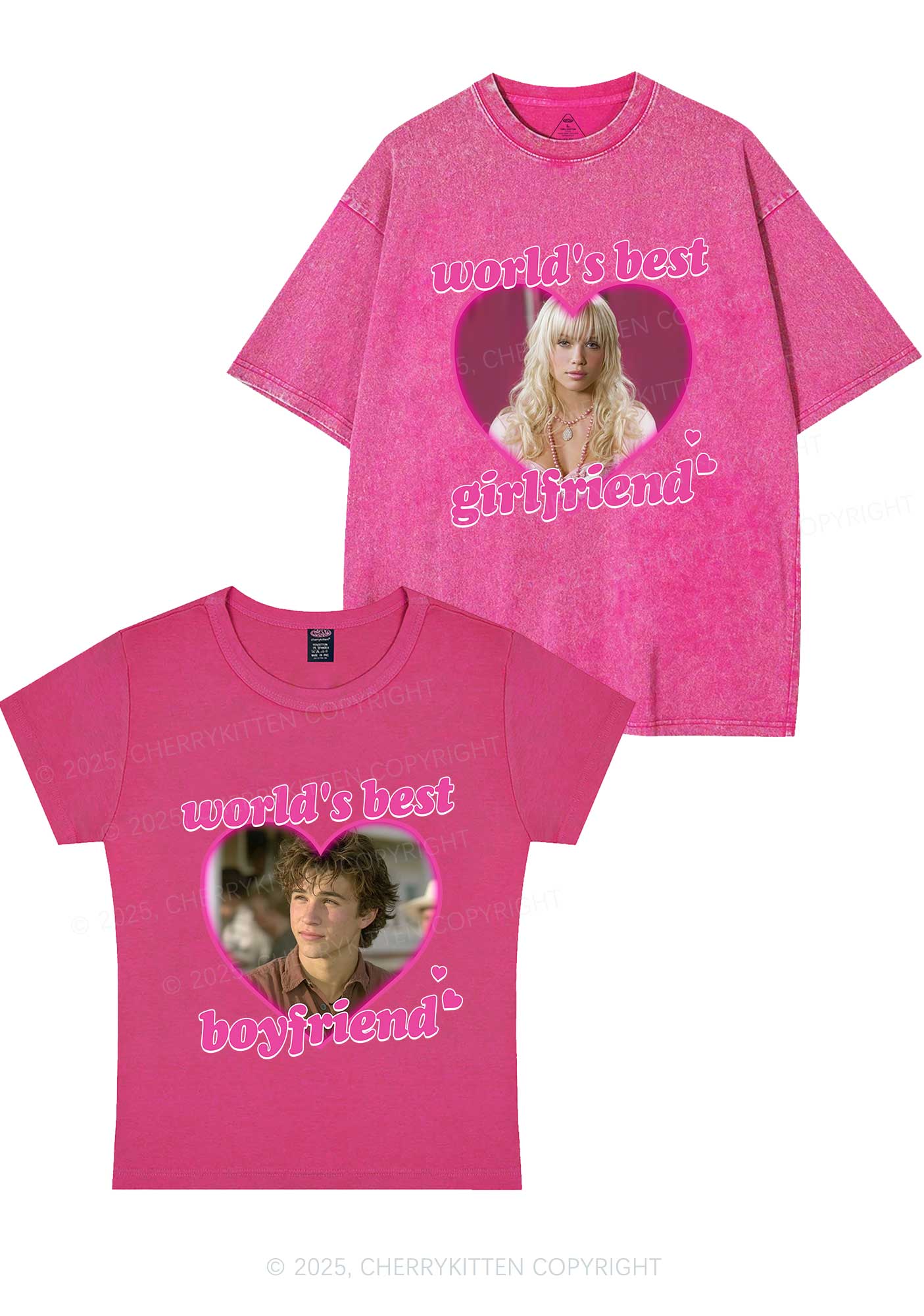 Custom Worlds Best BF GF Y2K Valentine's Day Couple Shirt Cherrykitten - Image 8